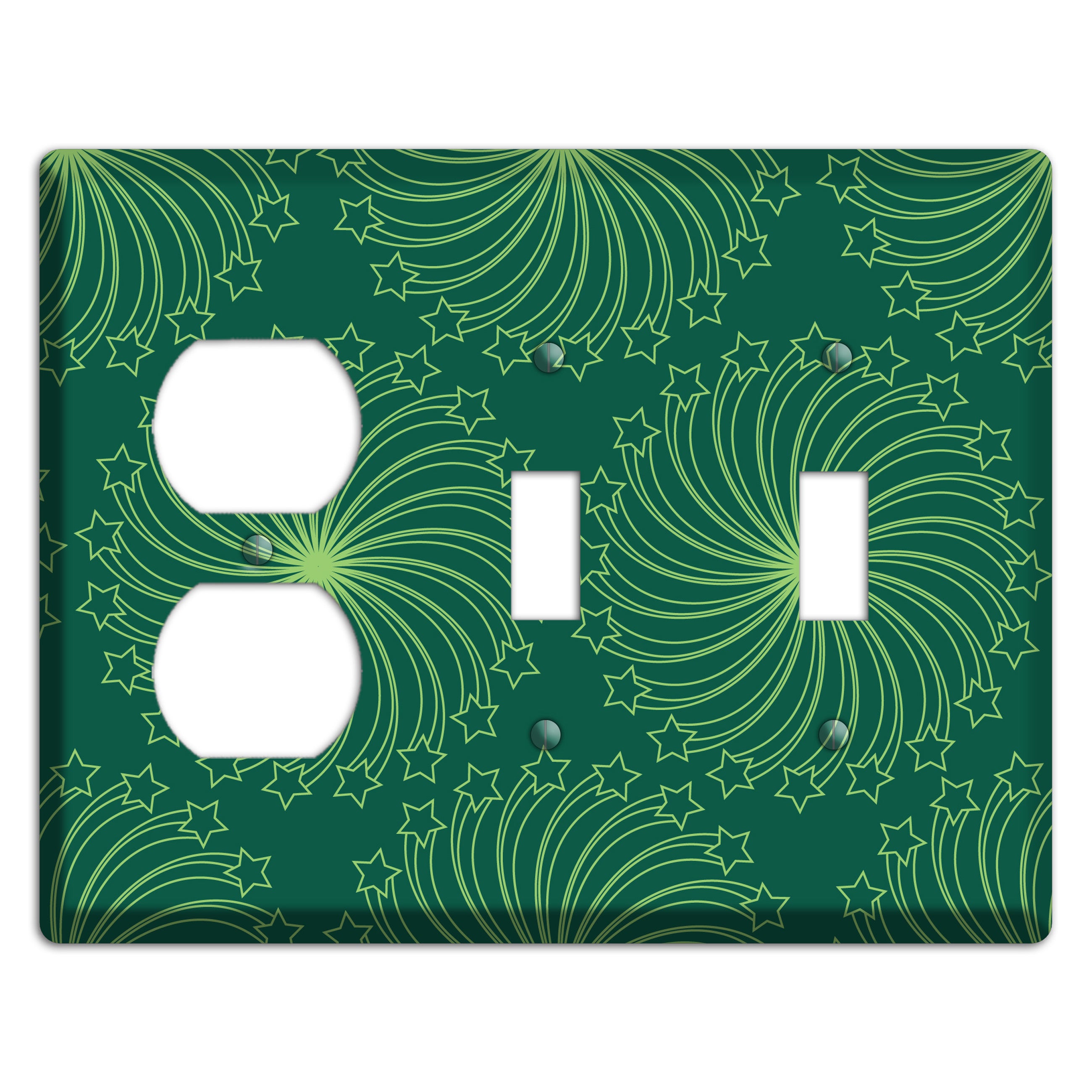 Multi Green Star Swirl Duplex / 2 Toggle Wallplate