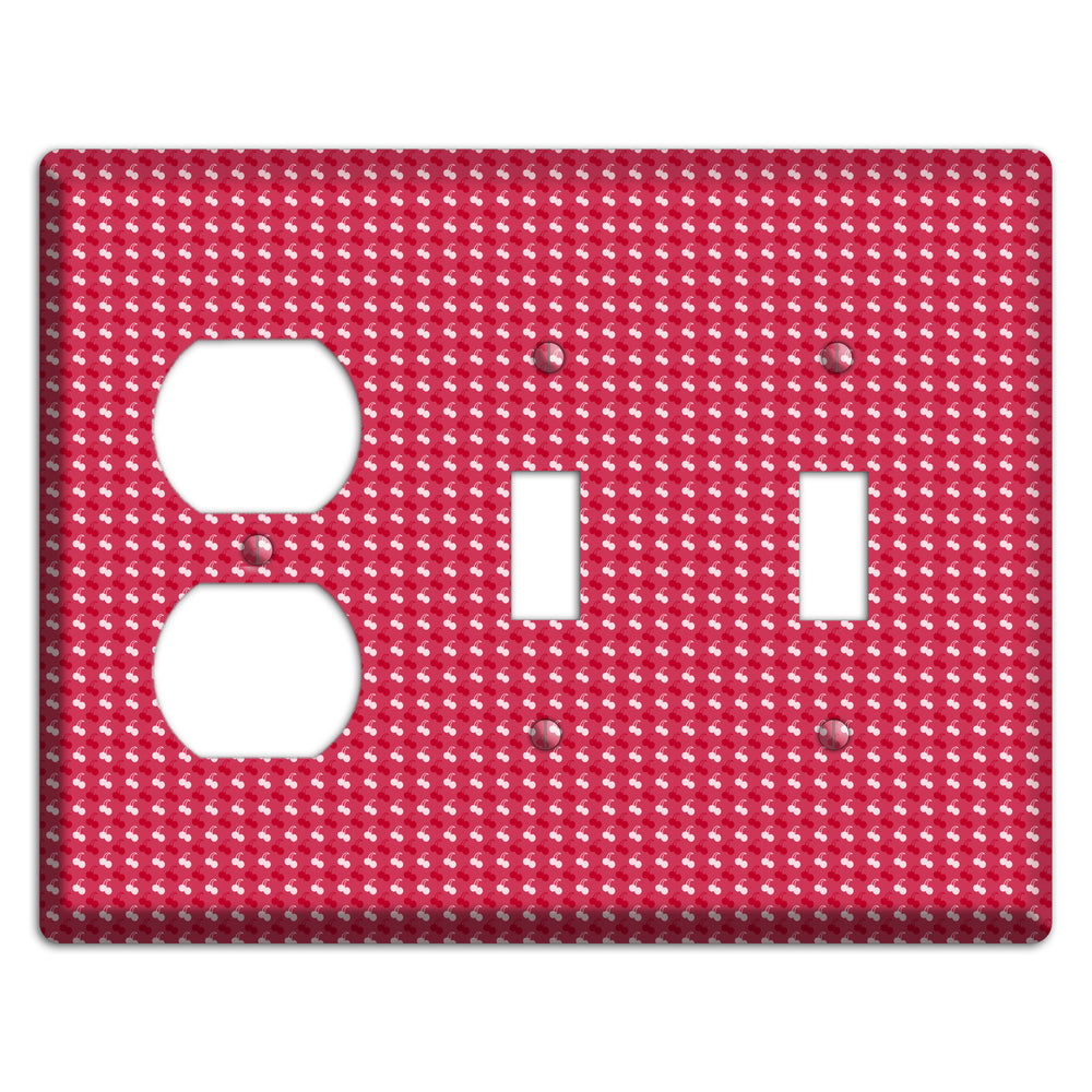 Red with White Motif Duplex / 2 Toggle Wallplate