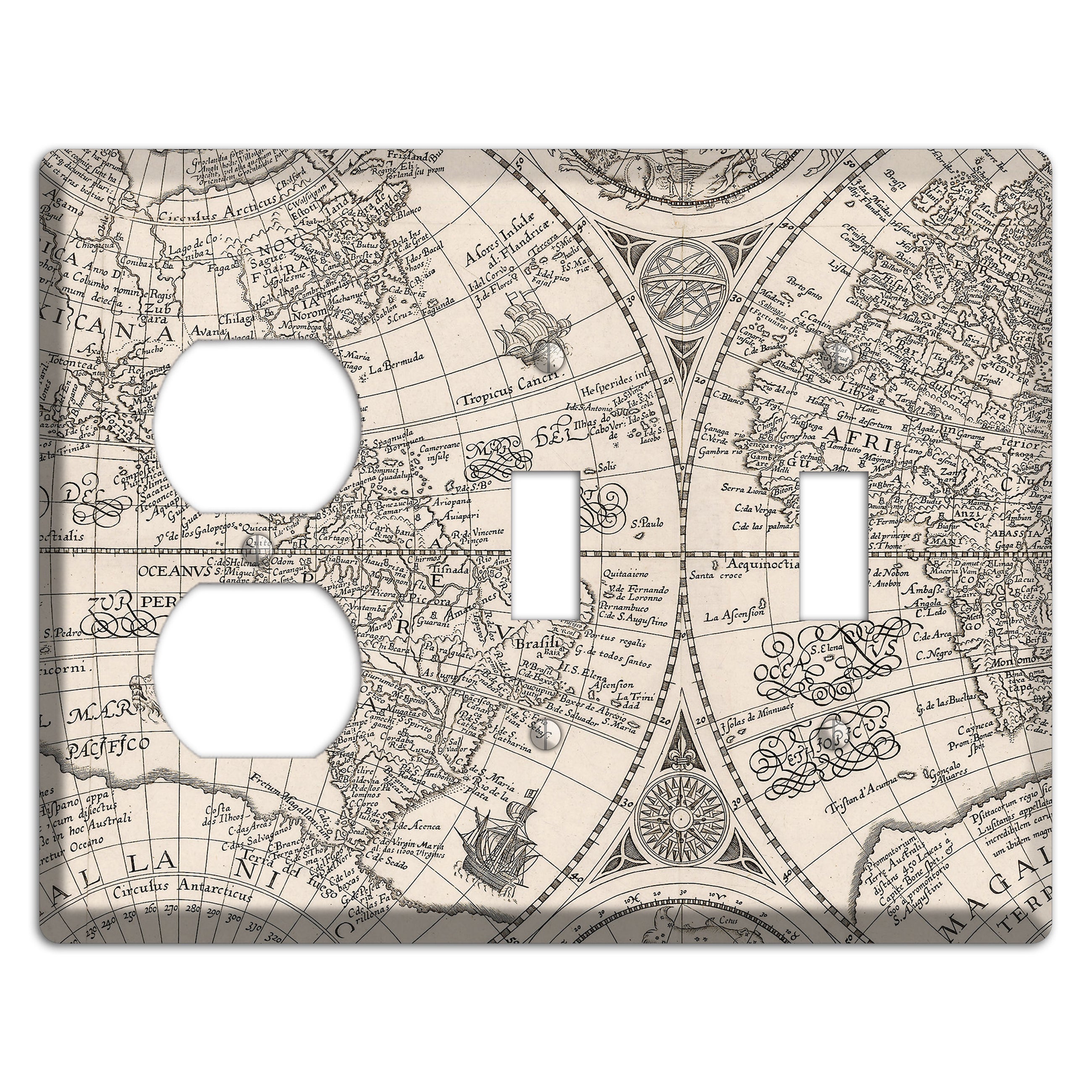 Map of South America Duplex / 2 Toggle Wallplate