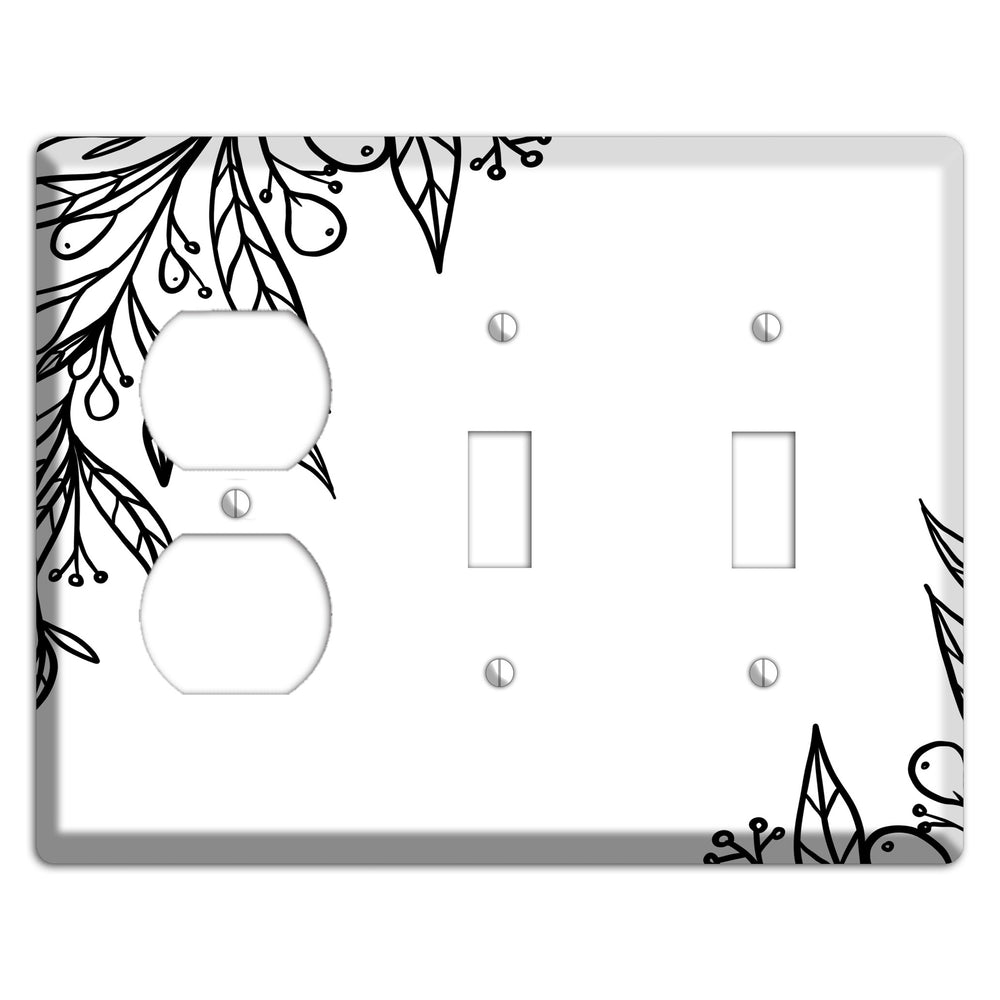 Hand-Drawn Floral 23 Duplex / 2 Toggle Wallplate