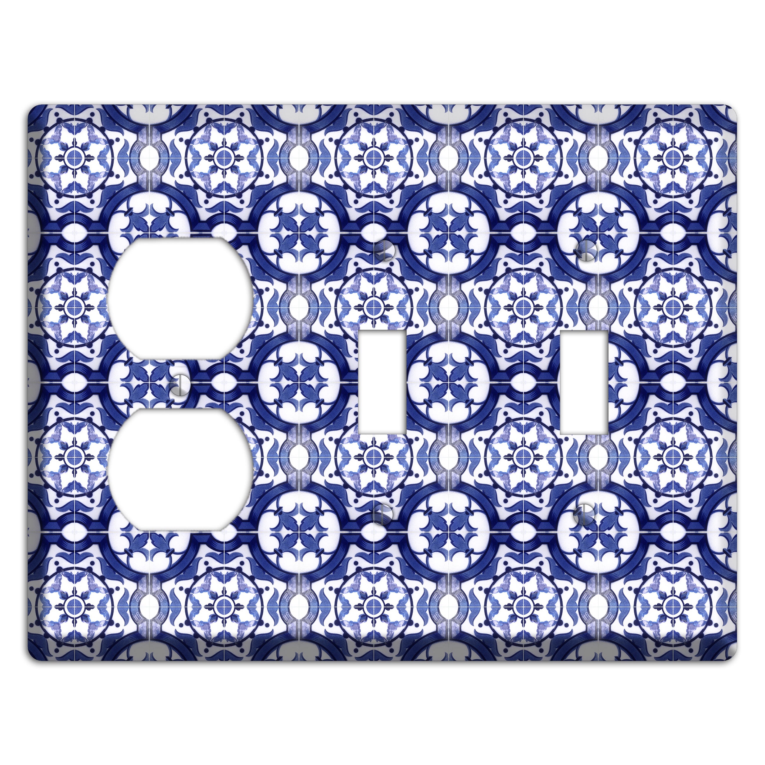 Tavira Tiles 10 Duplex / 2 Toggle Wallplate