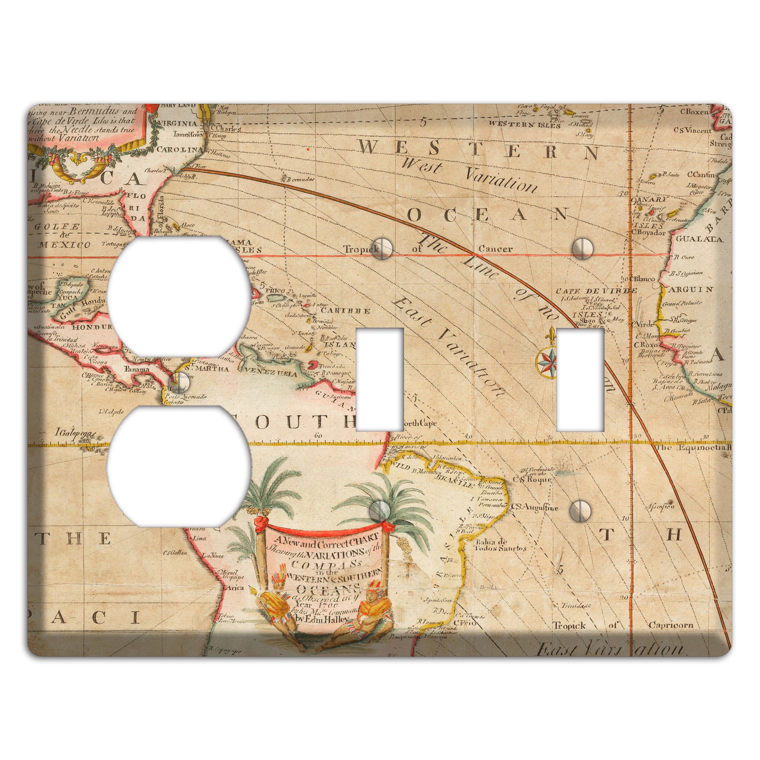Map of Latin America Duplex / 2 Toggle Wallplate