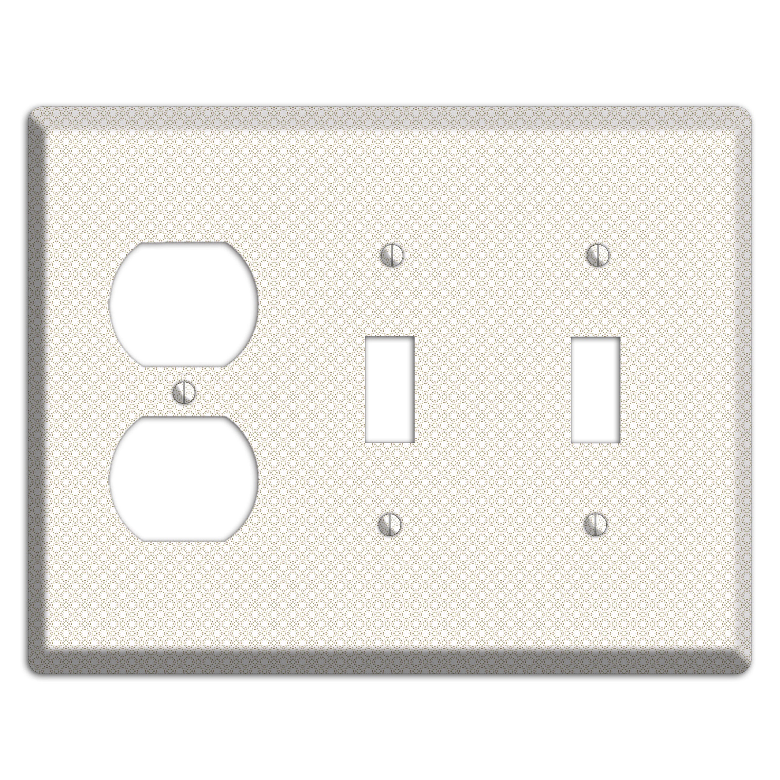 Off White Geometric Duplex / 2 Toggle Wallplate