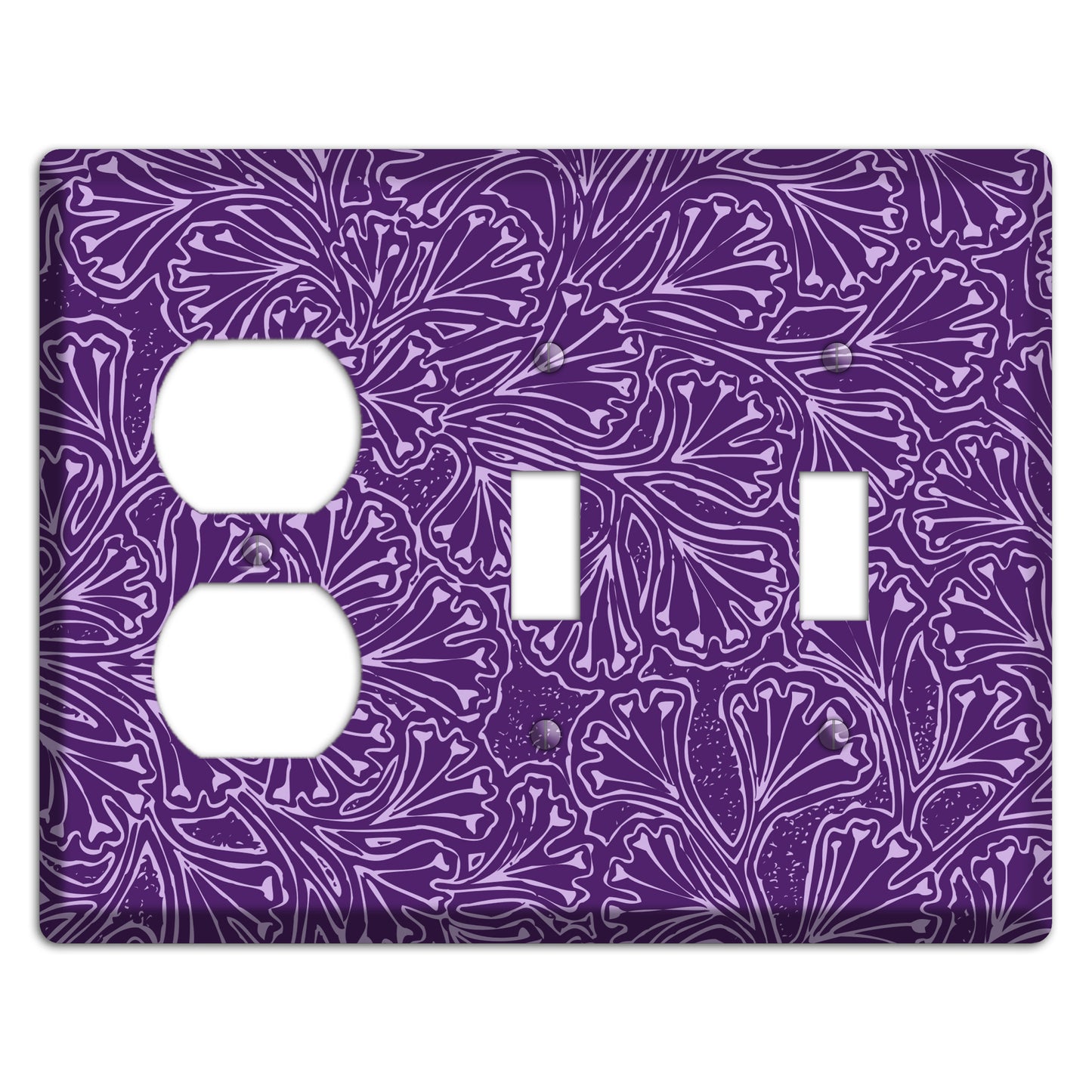 Deco Purple Interlocking Floral Duplex / 2 Toggle Wallplate