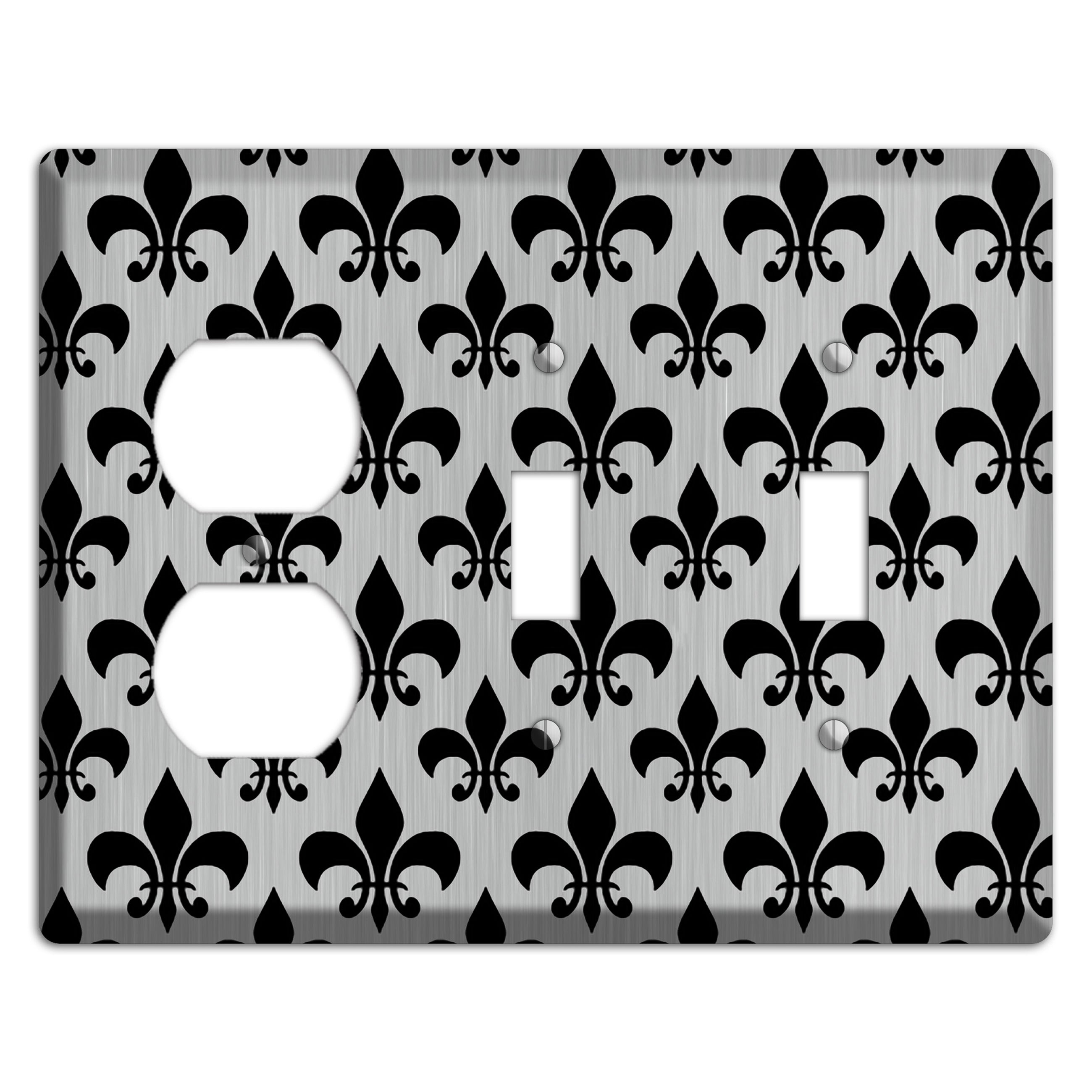 Fleur de Lis Stainless Duplex / 2 Toggle Wallplate