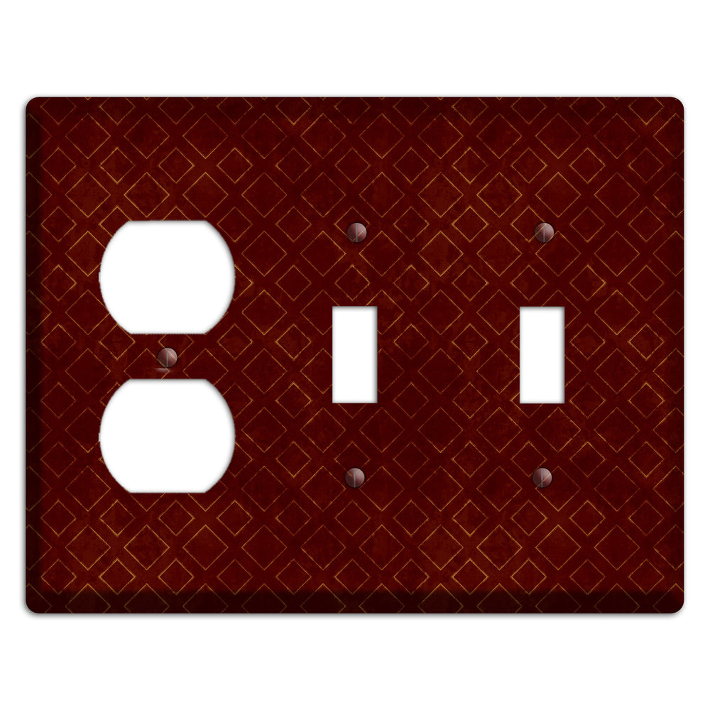 Maroon Diamonds Duplex / 2 Toggle Wallplate