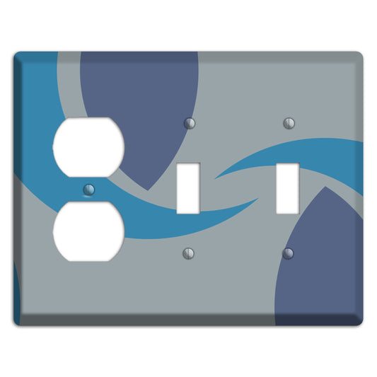 Grey and Blue Abstract Duplex / 2 Toggle Wallplate