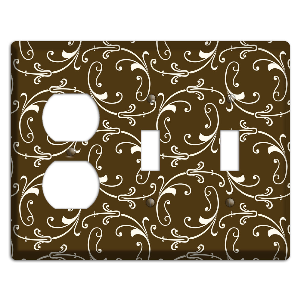 Brown Victorian Sprig Duplex / 2 Toggle Wallplate