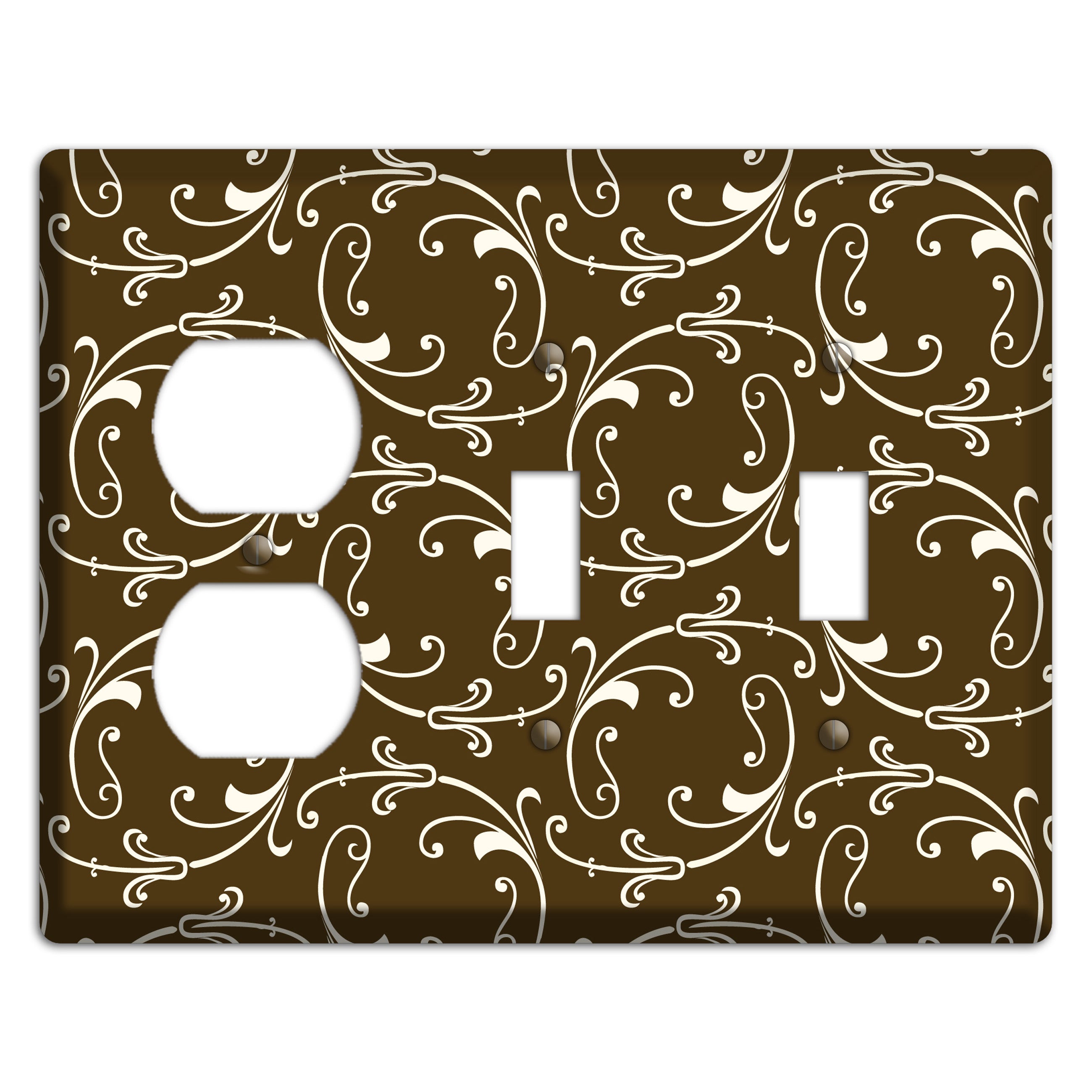 Brown Victorian Sprig Duplex / 2 Toggle Wallplate