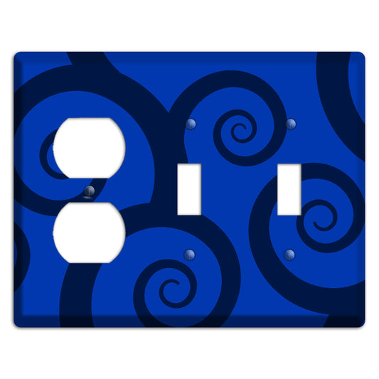 Blue Large Swirl Duplex / 2 Toggle Wallplate
