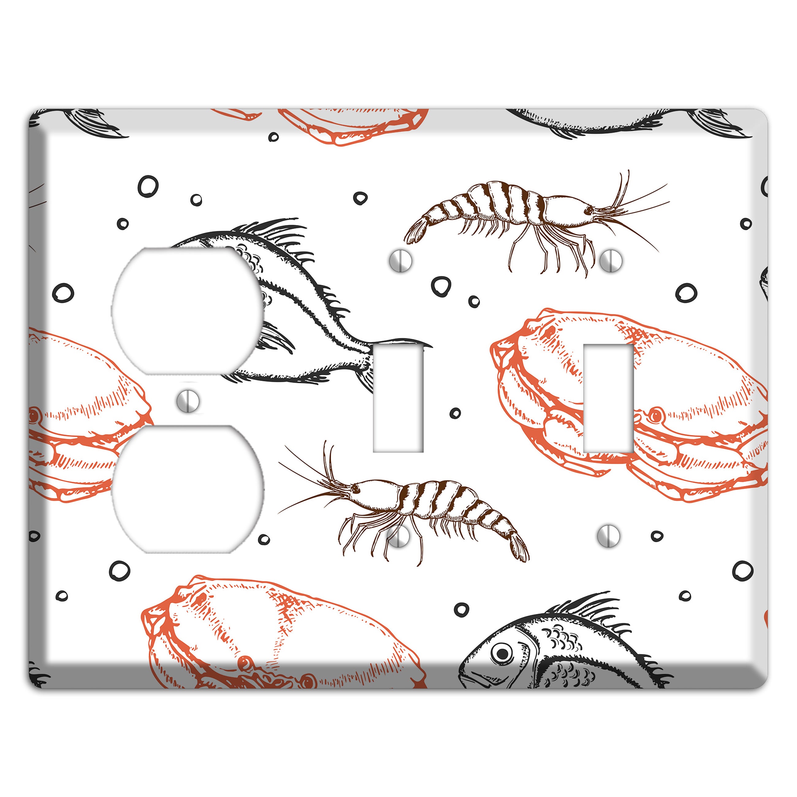 Mixed Sea Life Style 3 Duplex / 2 Toggle Wallplate