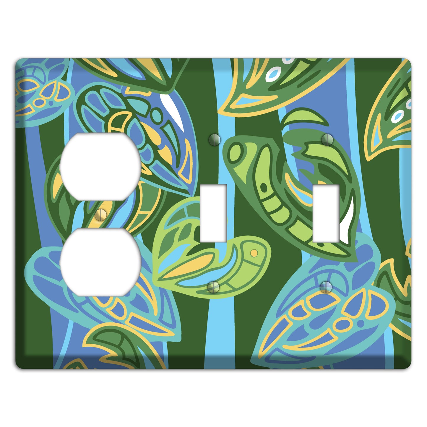 Pacific Blue and Green Duplex / 2 Toggle Wallplate