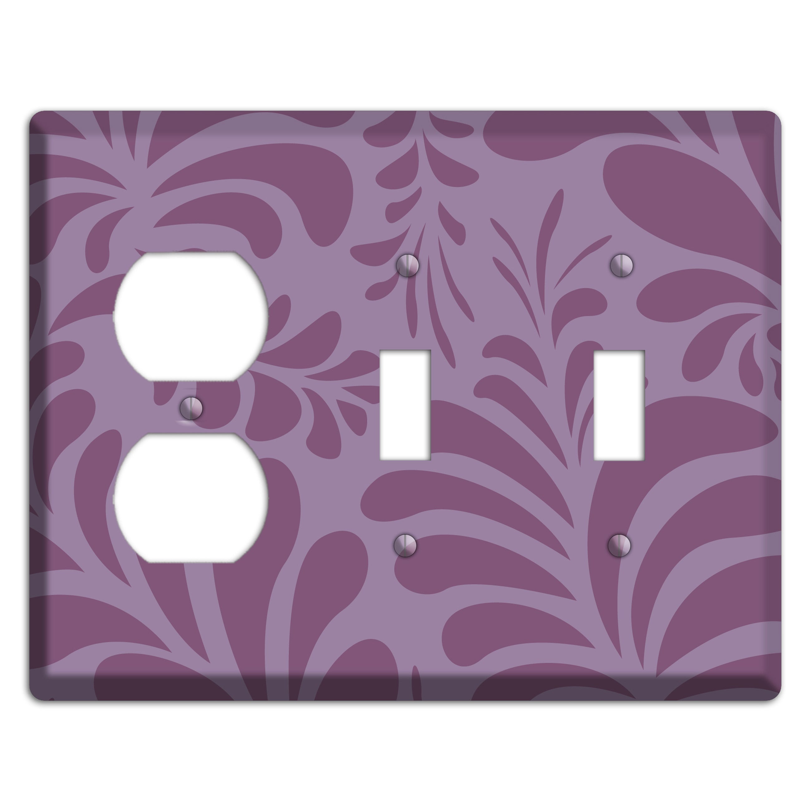 Purple Herati Duplex / 2 Toggle Wallplate