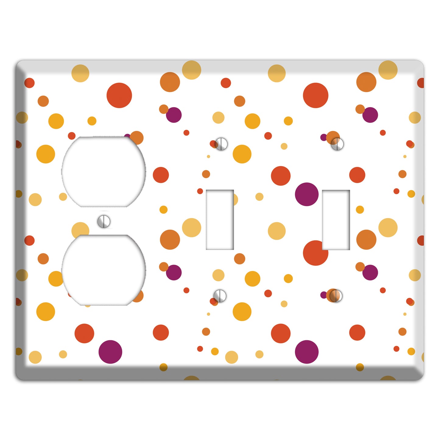 White with Multi Red and Umber Small Dots Duplex / 2 Toggle Wallplate