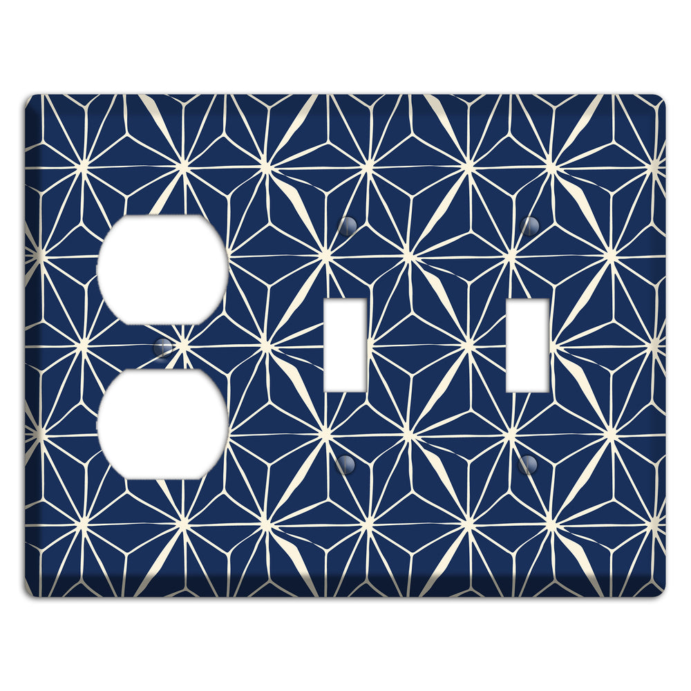 Navy Geometric Tile Duplex / 2 Toggle Wallplate