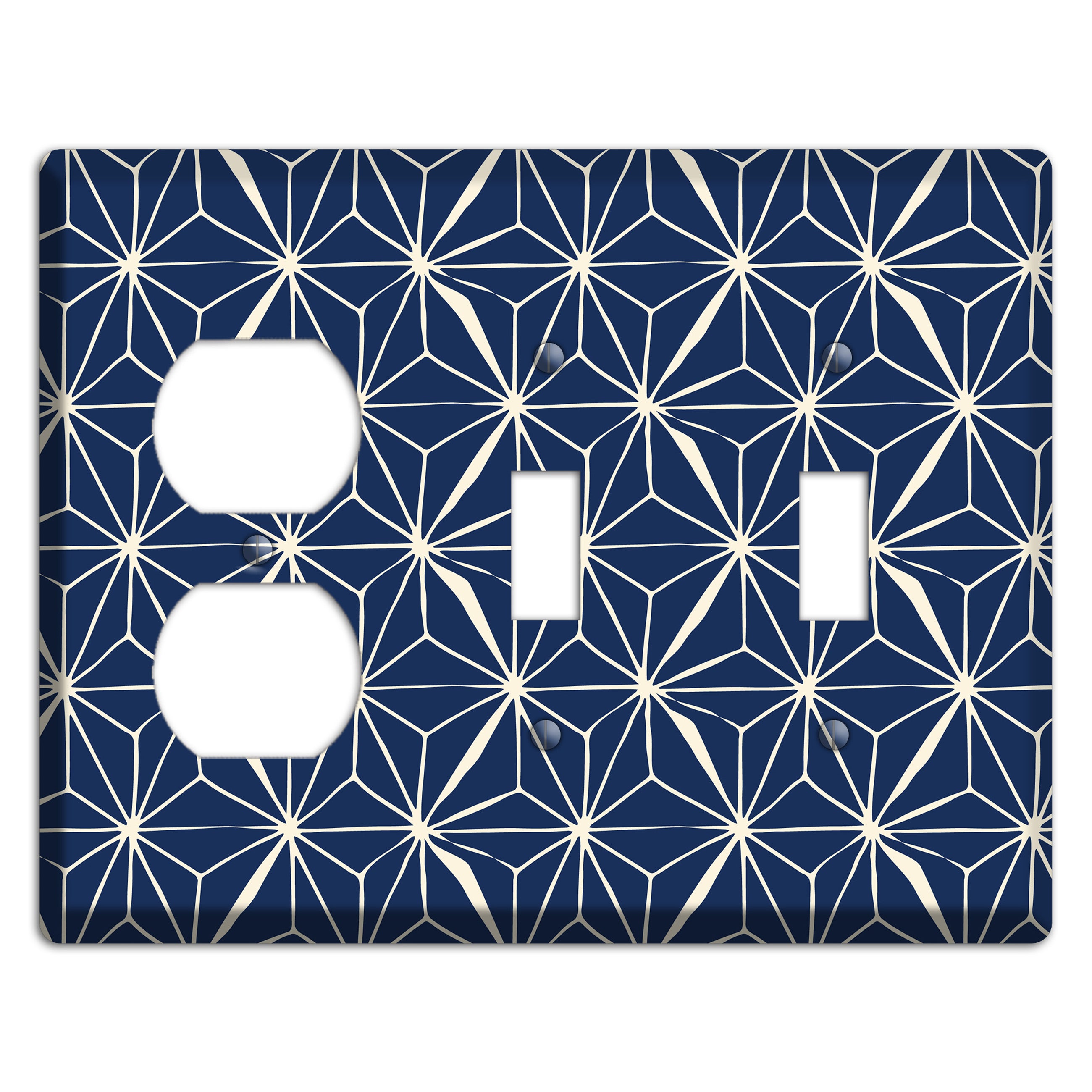 Navy Geometric Tile Duplex / 2 Toggle Wallplate