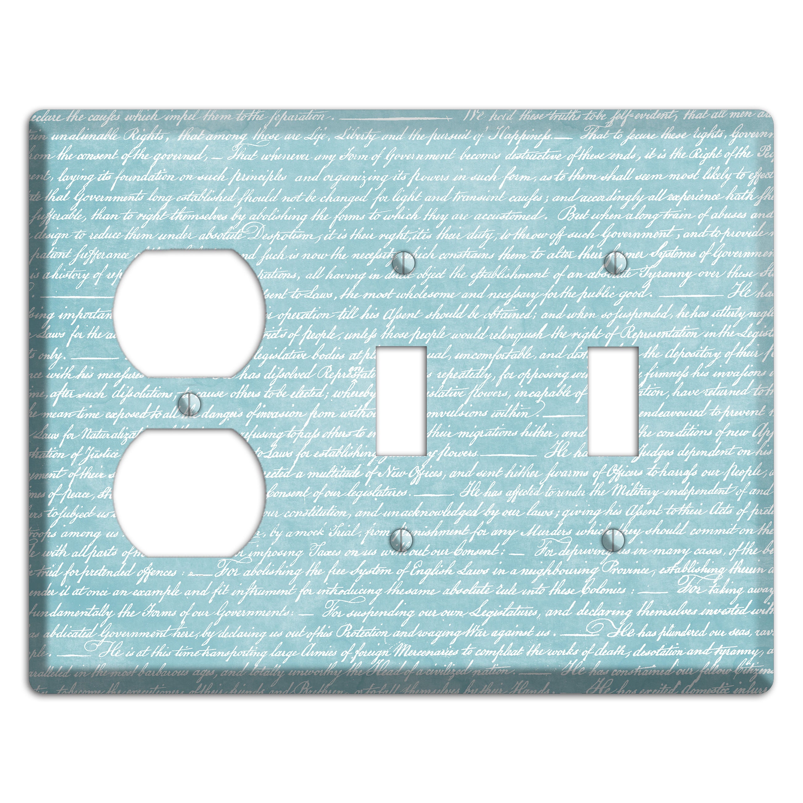 Blue Stained Script Duplex / 2 Toggle Wallplate