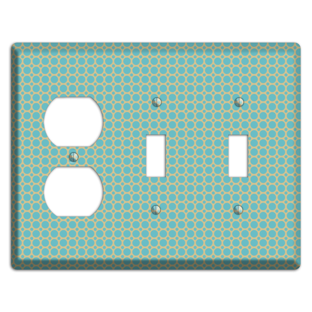 Dusty Blue Tiled Multi Small Dots Duplex / 2 Toggle Wallplate