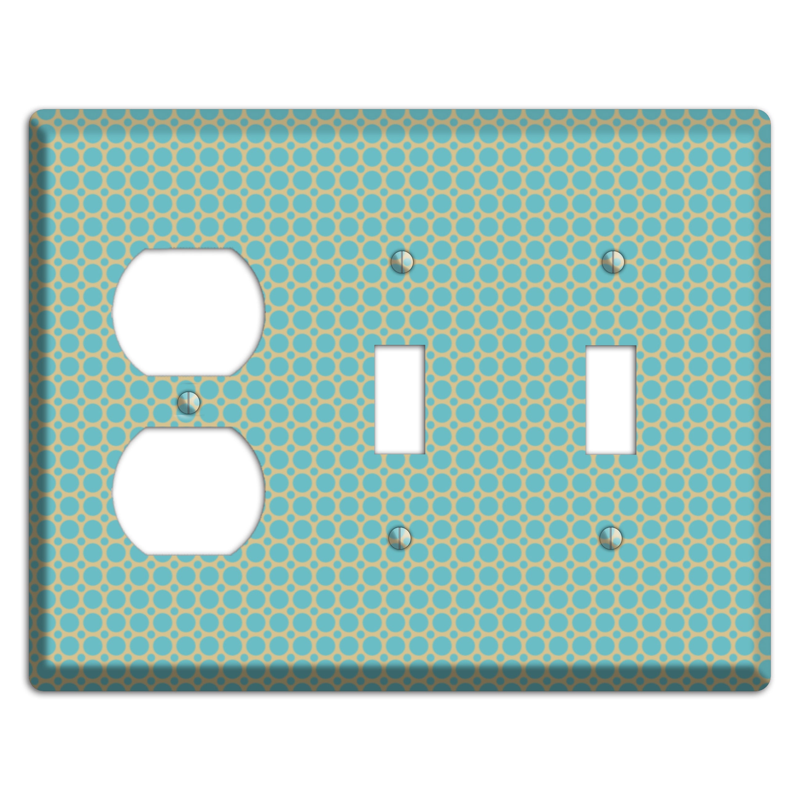 Dusty Blue Tiled Multi Small Dots Duplex / 2 Toggle Wallplate