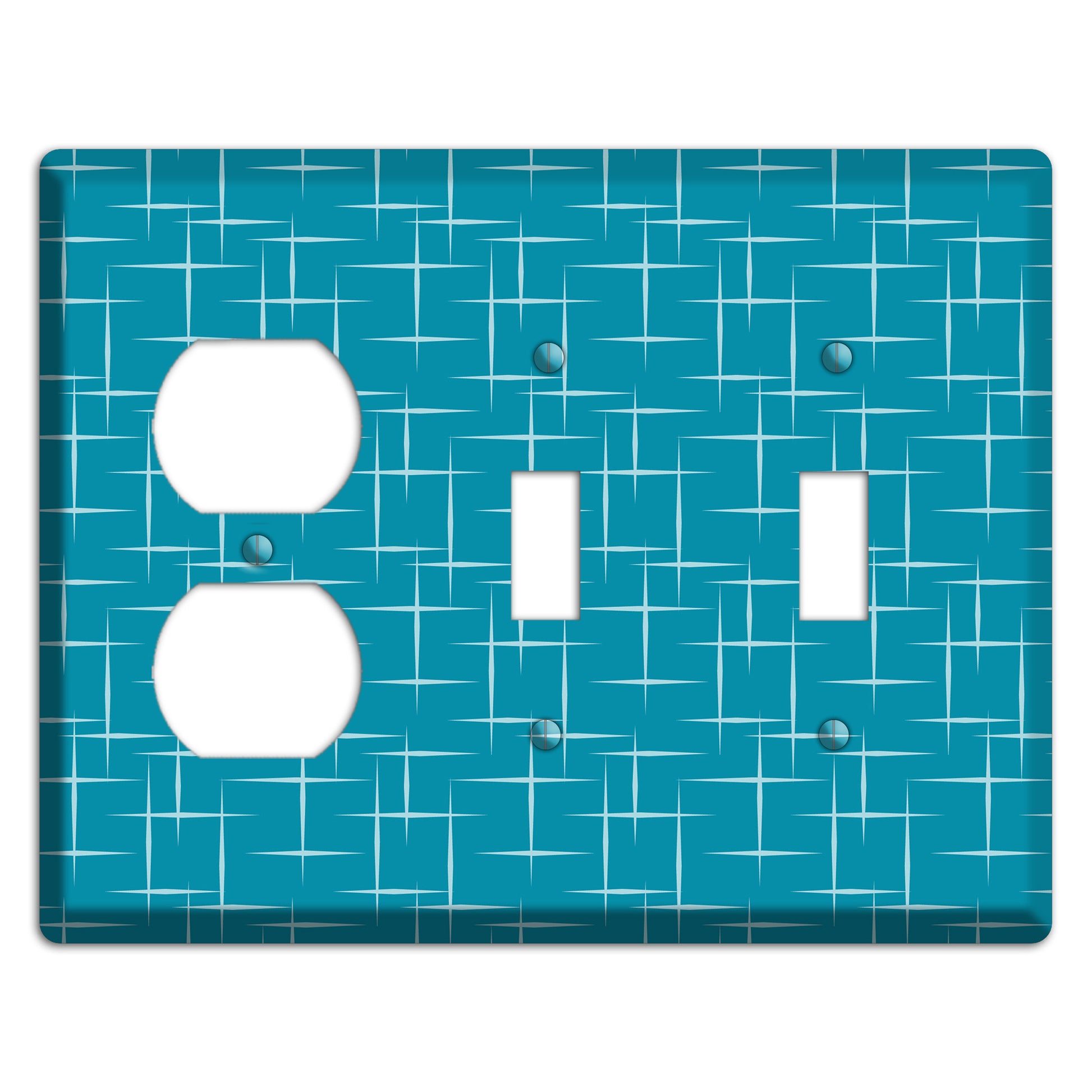 Blue Atom Burst Duplex / 2 Toggle Wallplate