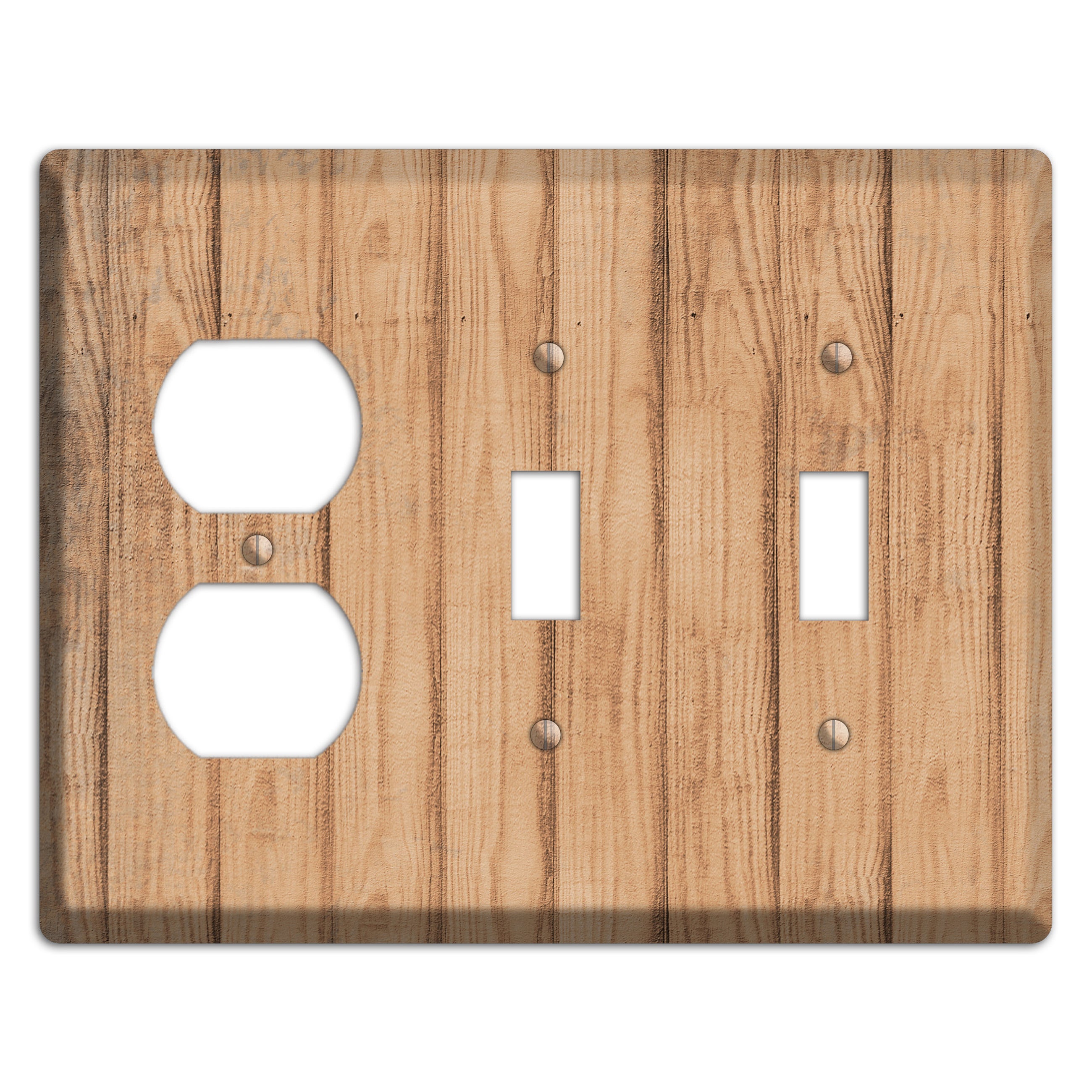 Tan Weathered Wood Duplex / 2 Toggle Wallplate