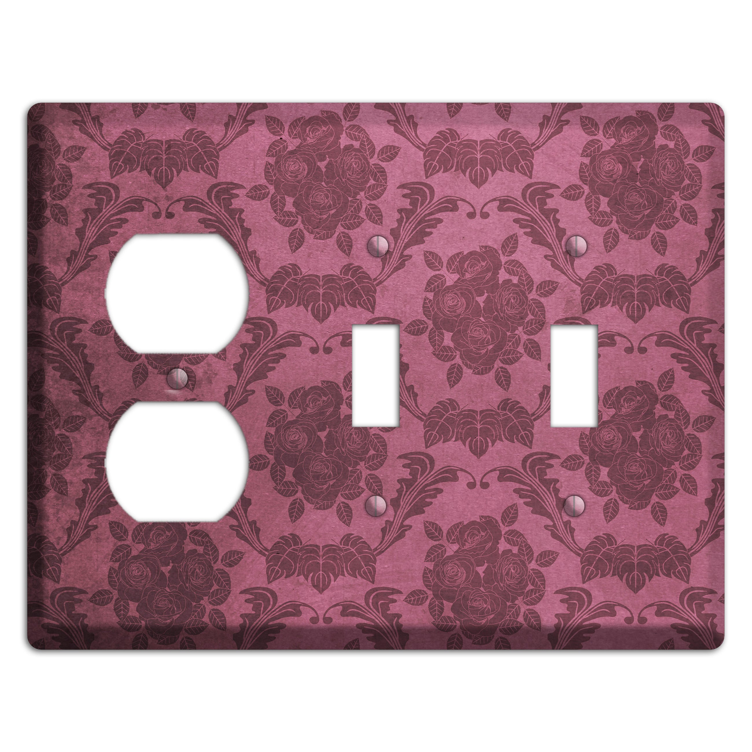 Turkish Rose Vintage Rose Damask Duplex / 2 Toggle Wallplate