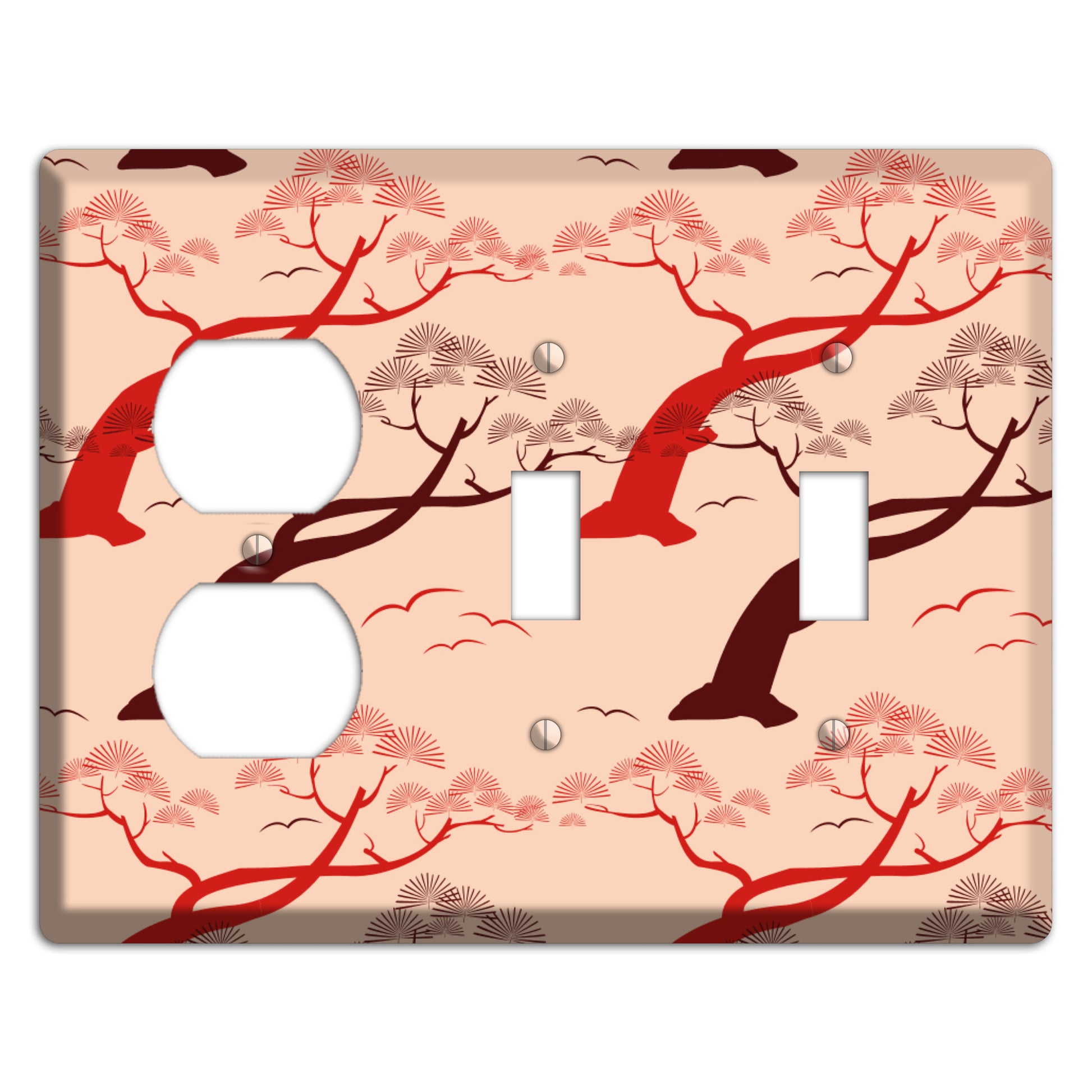 Asian Trees Duplex / 2 Toggle Wallplate
