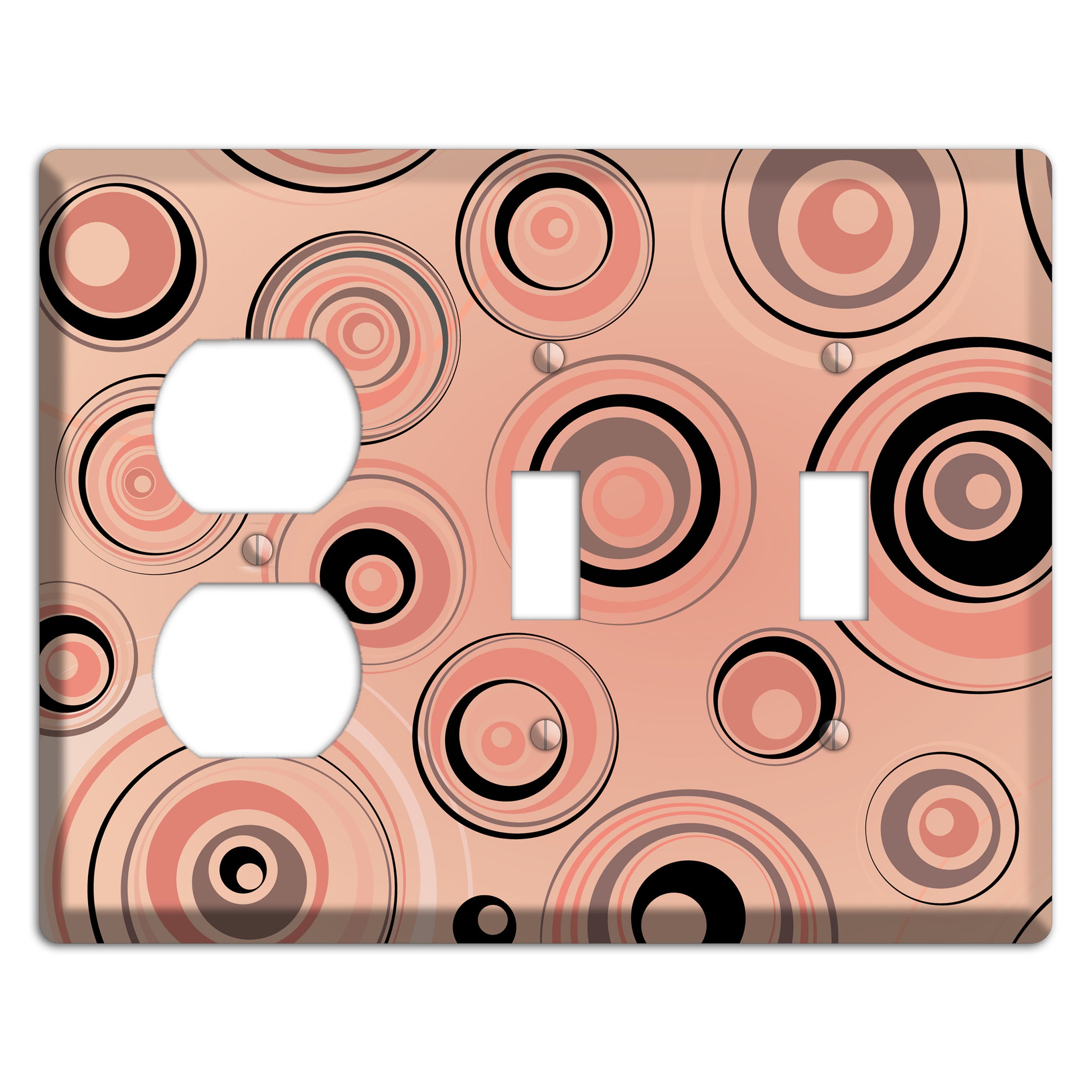 Salmon Circles Duplex / 2 Toggle Wallplate
