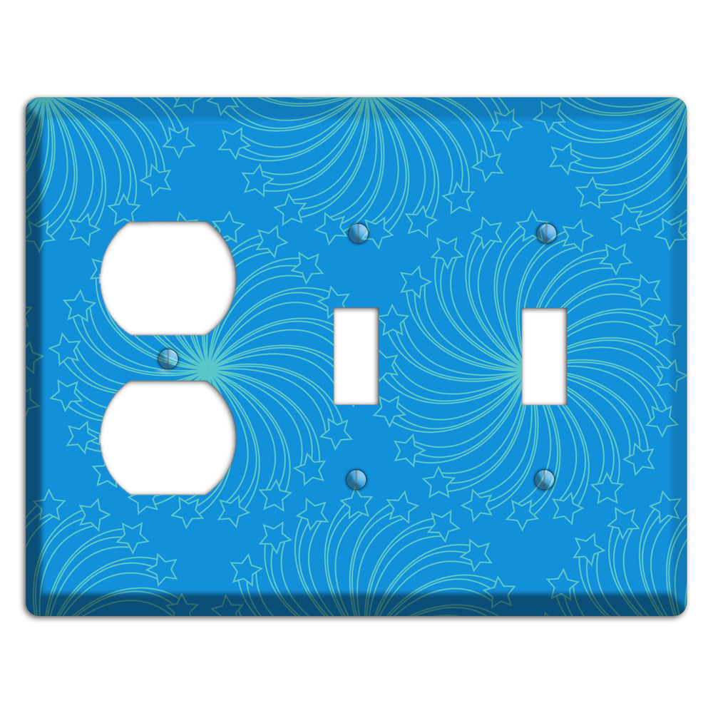 Multi Blue Star Swirl Duplex / 2 Toggle Wallplate
