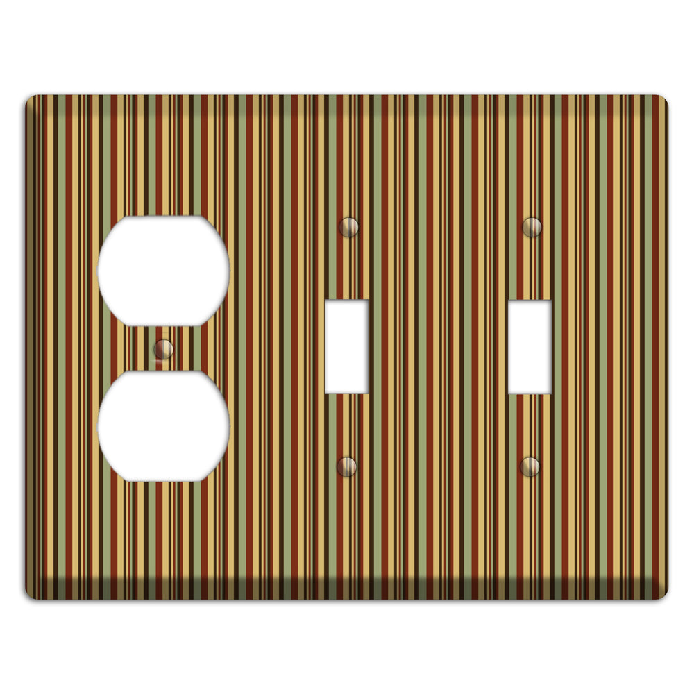 Red and Green Stripes Duplex / 2 Toggle Wallplate
