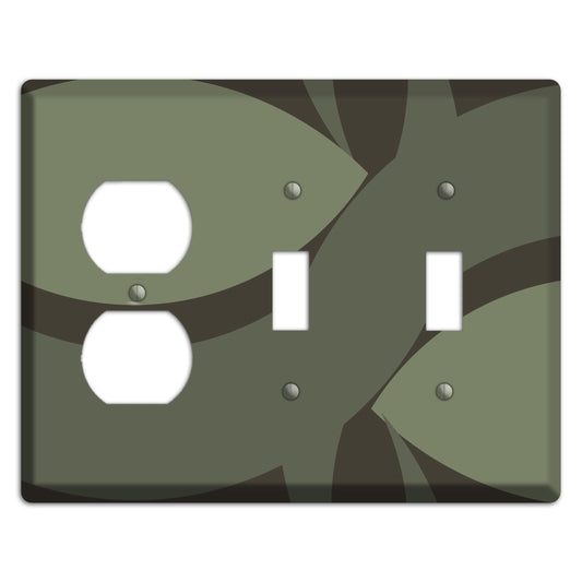 Olive Abstract Duplex / 2 Toggle Wallplate