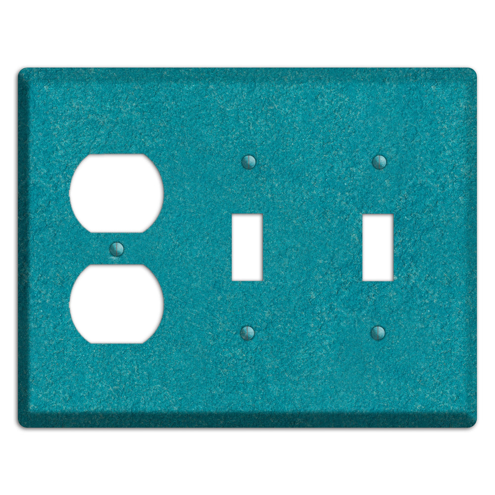 Stucco Teal Duplex / 2 Toggle Wallplate