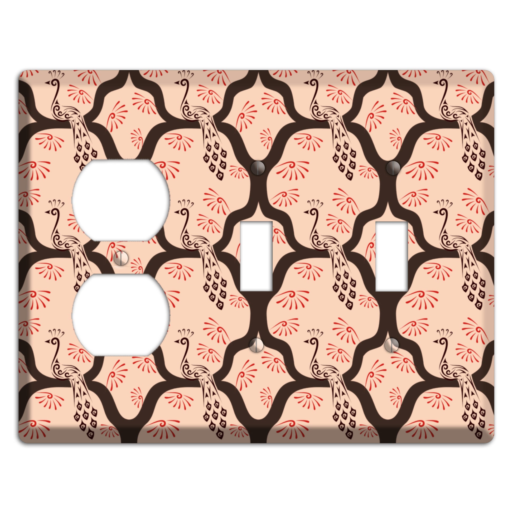 Light Quatrefoil Peacock Duplex / 2 Toggle Wallplate