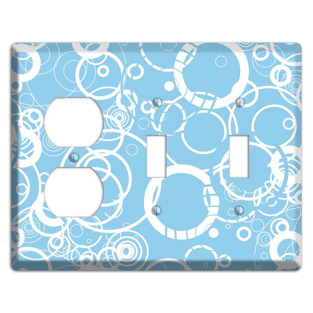 Light Blue Circles Duplex / 2 Toggle Wallplate