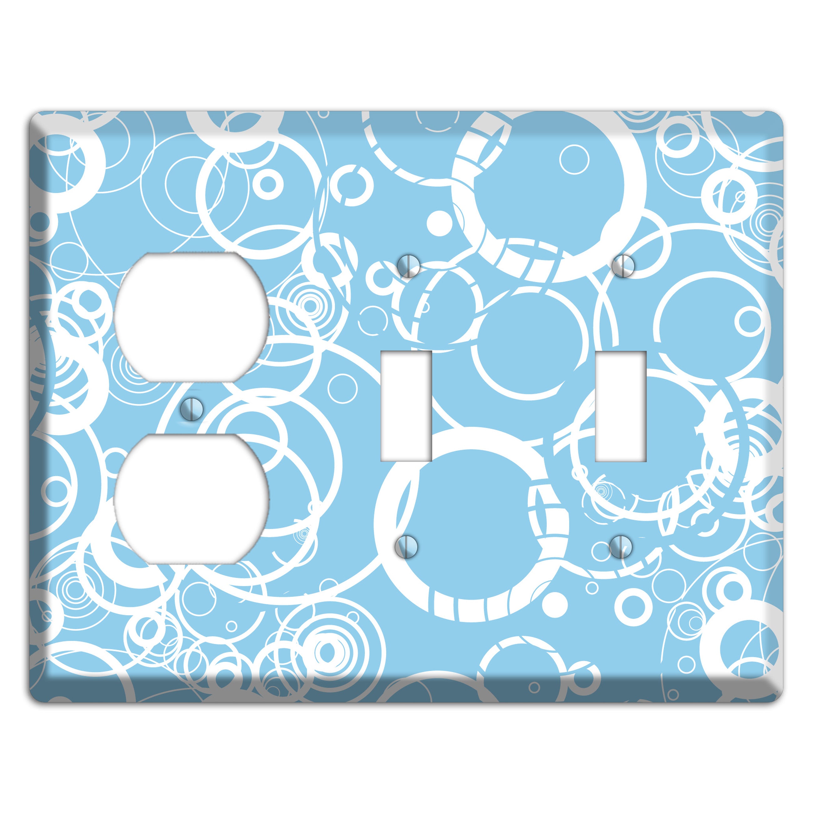 Light Blue Circles Duplex / 2 Toggle Wallplate