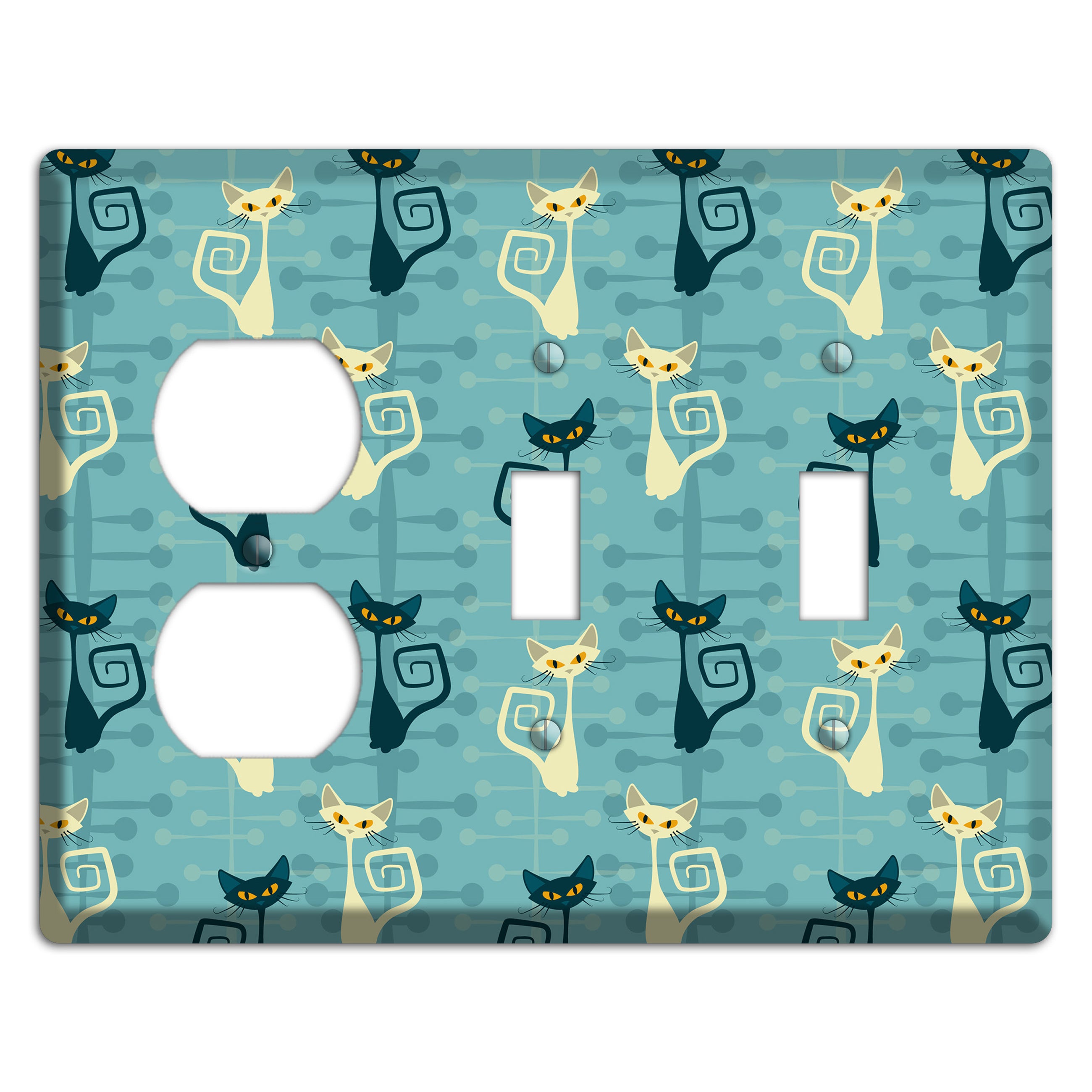 Black and Yellow Kitties Duplex / 2 Toggle Wallplate