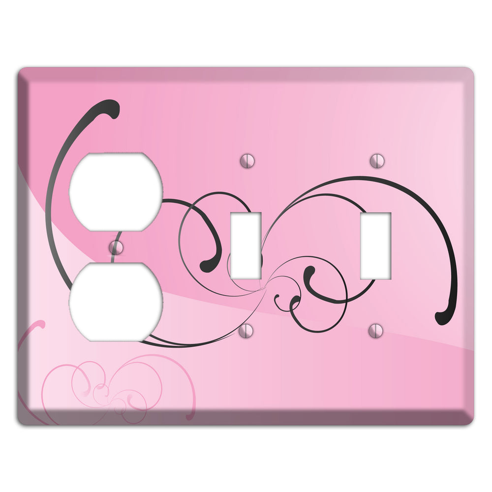 Pink Swoop Duplex / 2 Toggle Wallplate