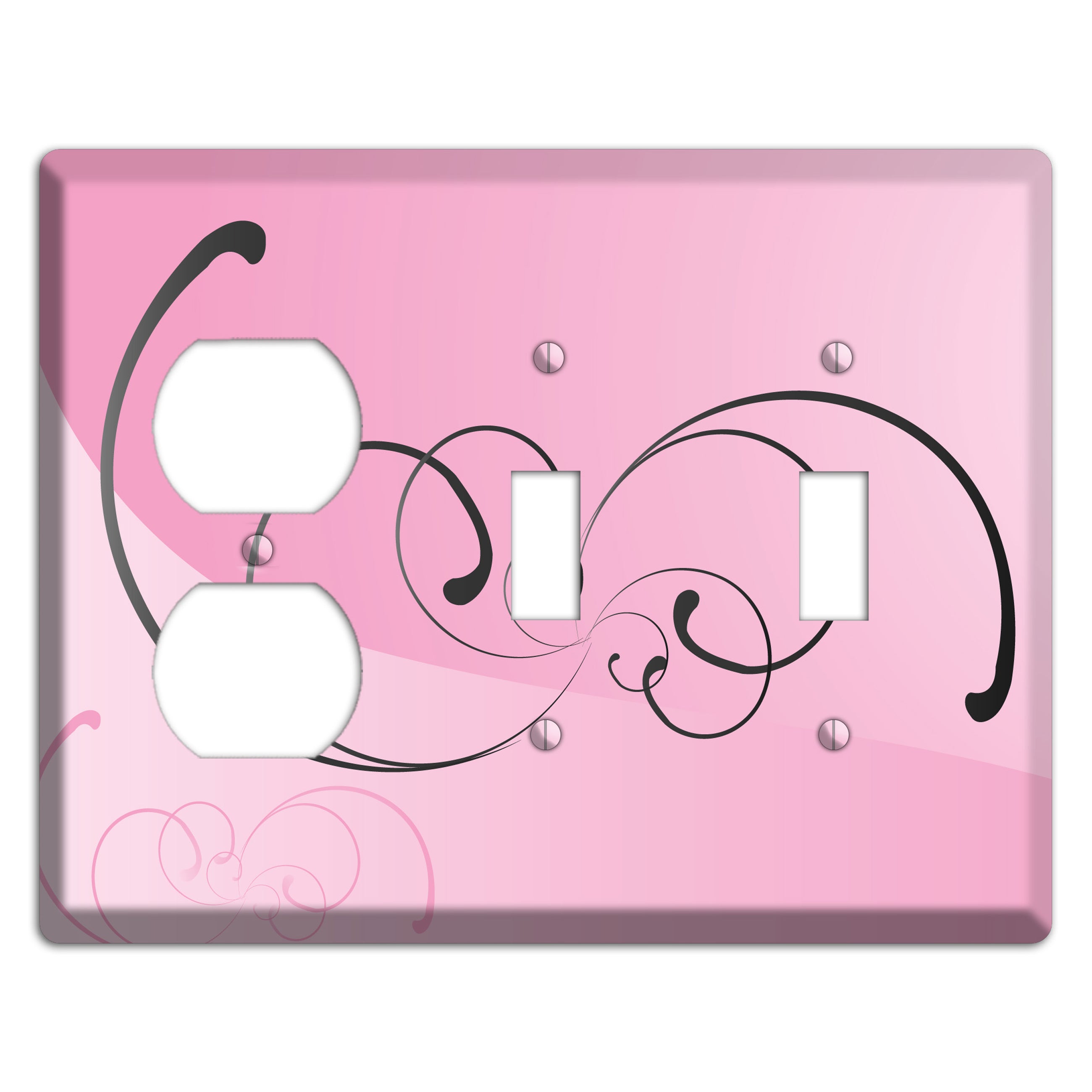 Pink Swoop Duplex / 2 Toggle Wallplate