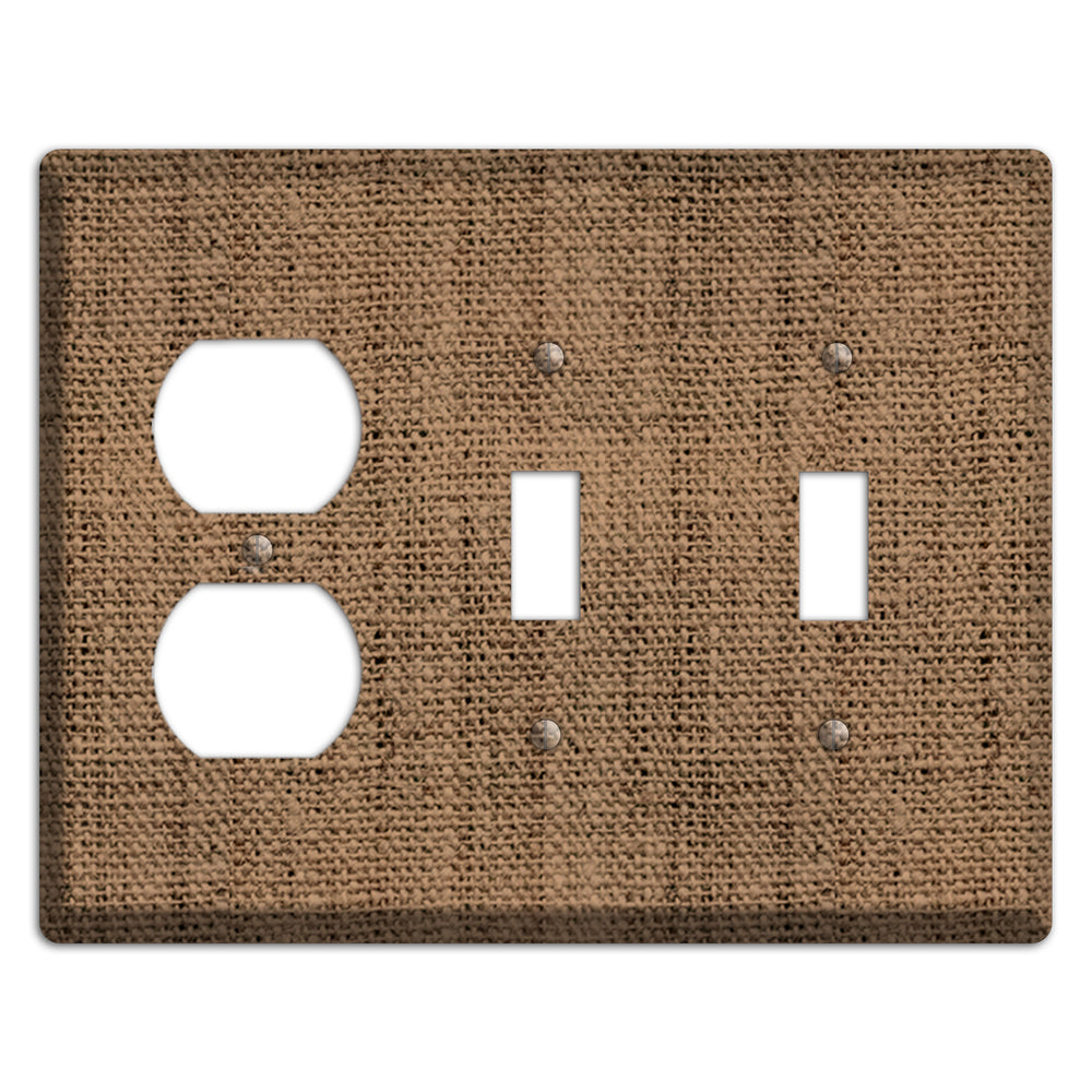 Beaver Burlap Duplex / 2 Toggle Wallplate