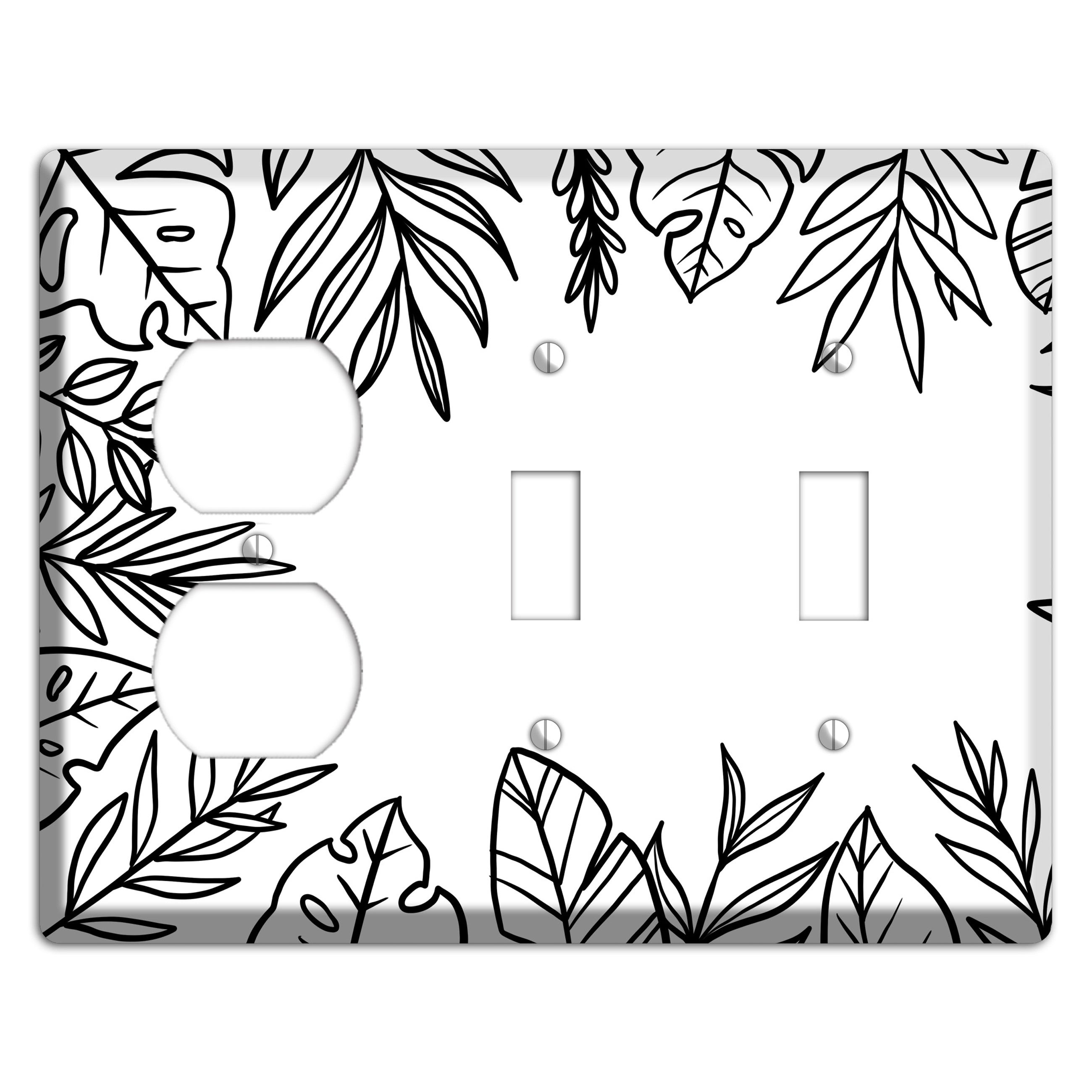 Hand-Drawn Leaves 4 Duplex / 2 Toggle Wallplate