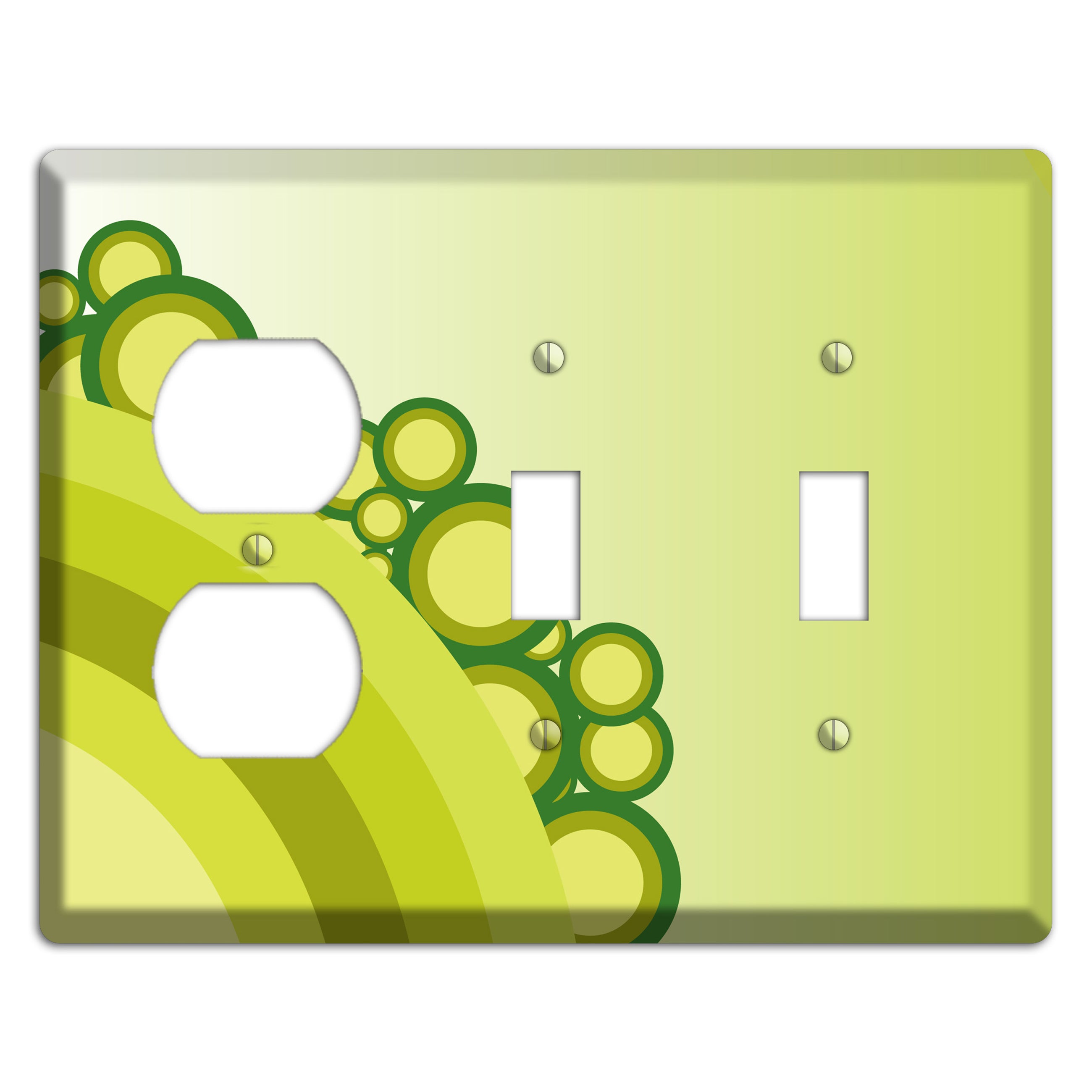 Green Rainbow Dots Duplex / 2 Toggle Wallplate