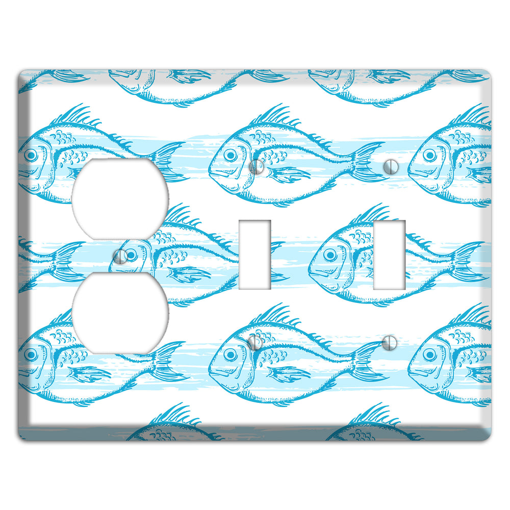 Blue Fish Duplex / 2 Toggle Wallplate