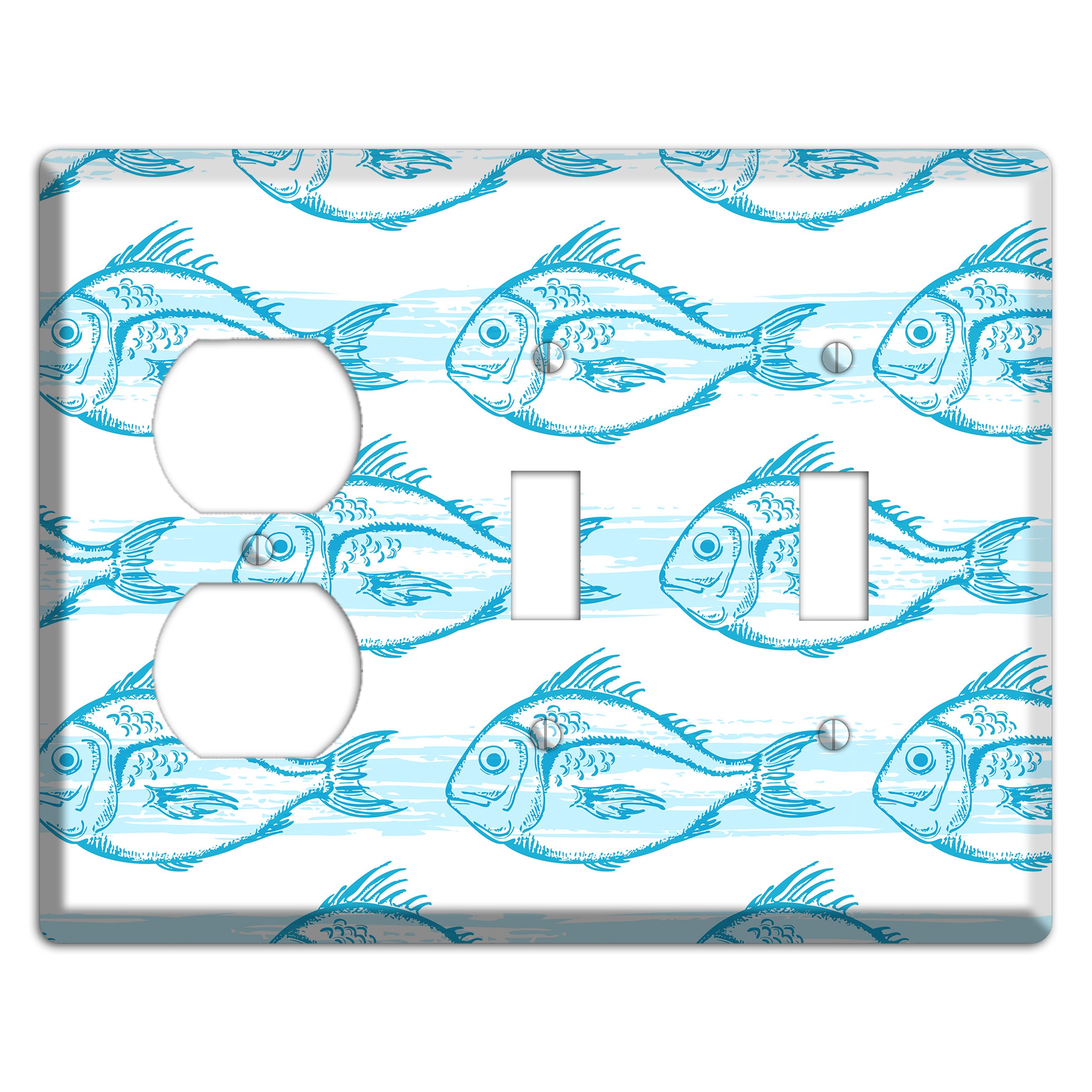 Blue Fish Duplex / 2 Toggle Wallplate