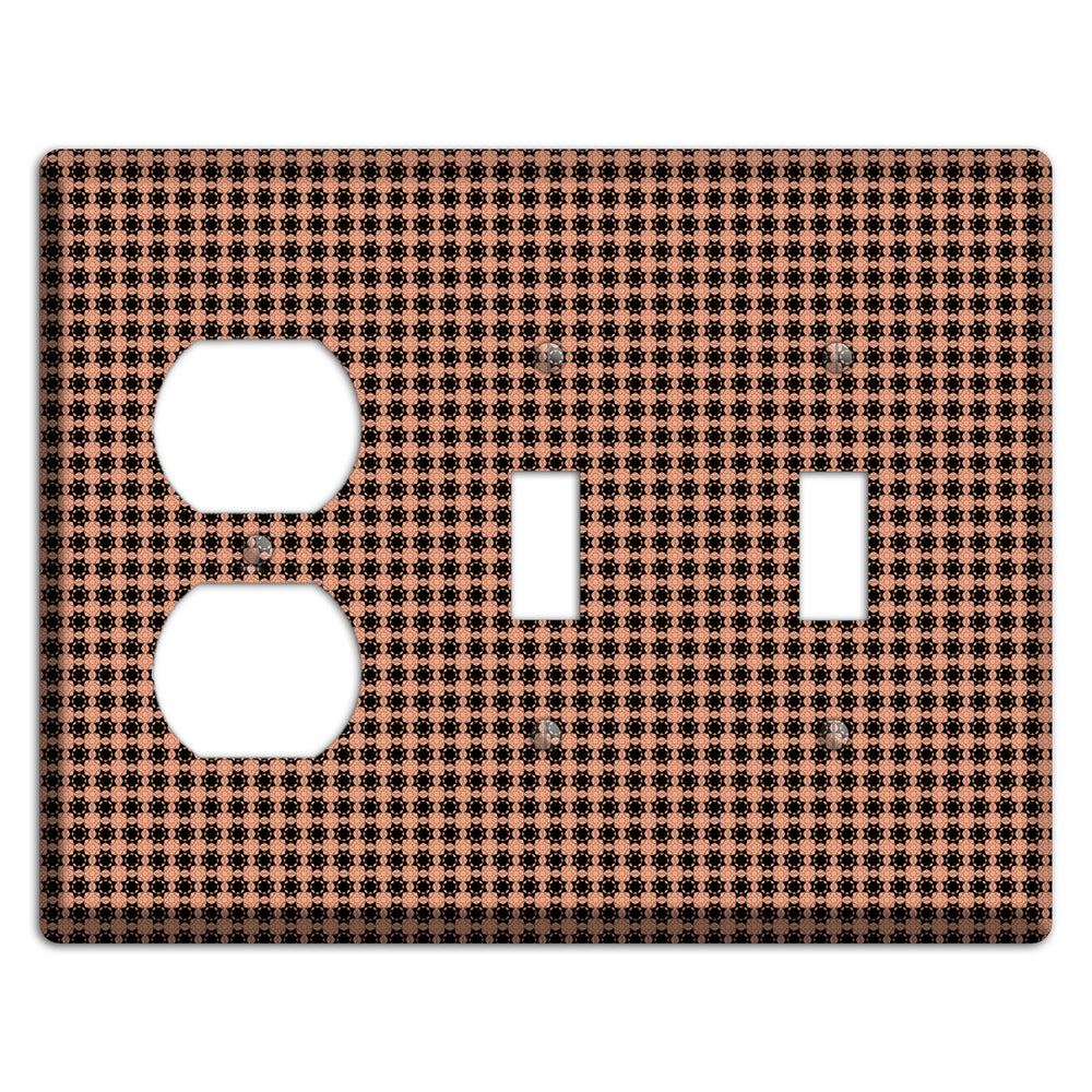 Coral and Black Arabesque Duplex / 2 Toggle Wallplate