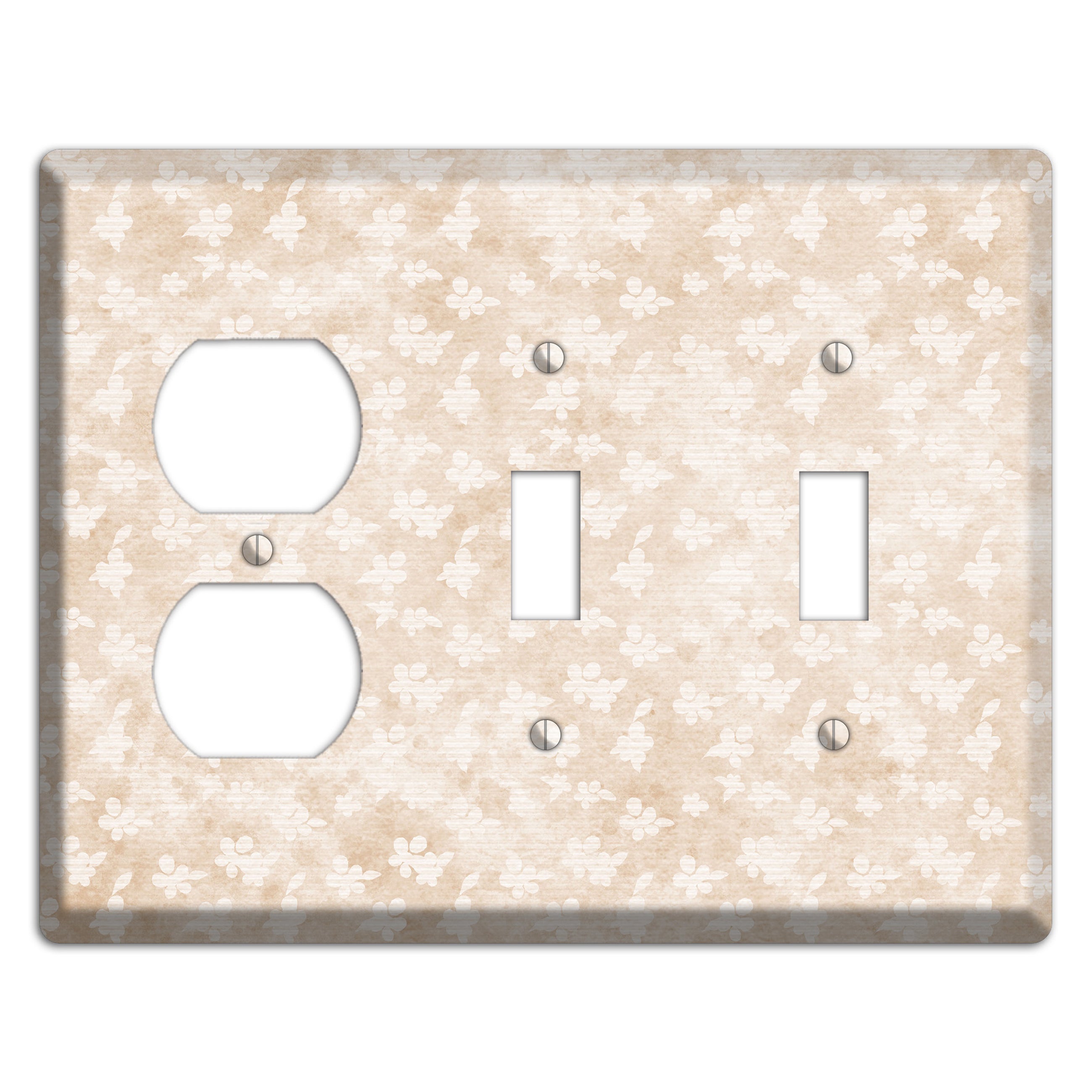 White Linen Neutral Texture Duplex / 2 Toggle Wallplate