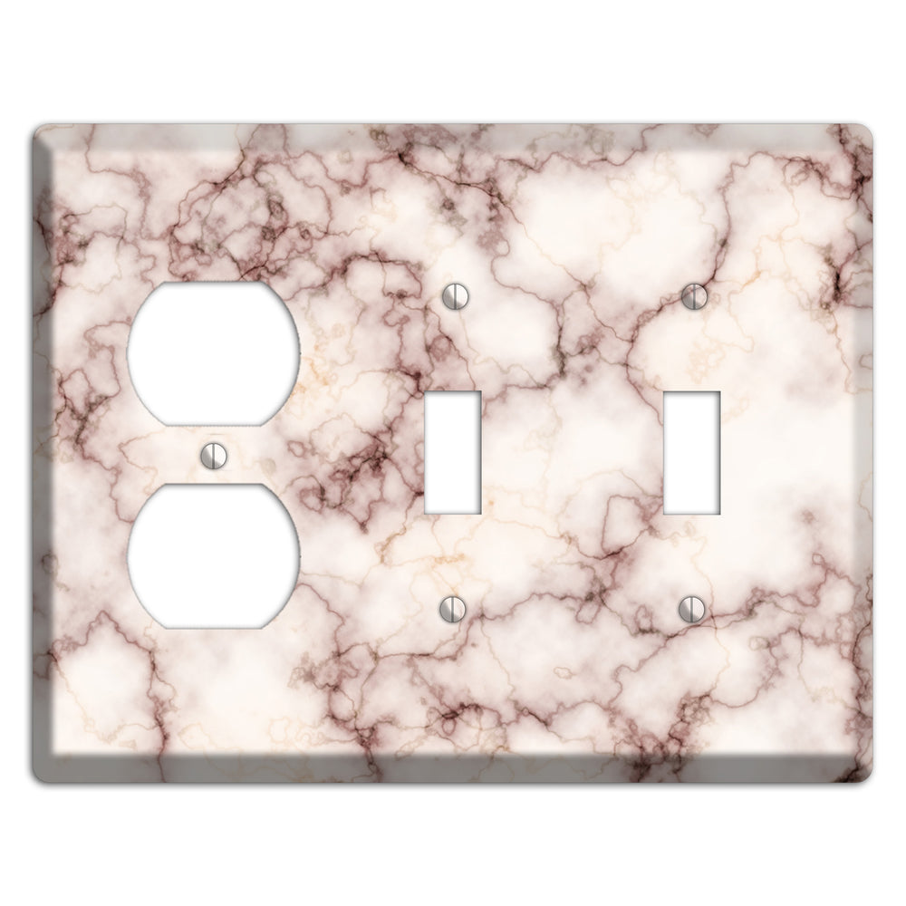 Burgundy Stained Marble Duplex / 2 Toggle Wallplate
