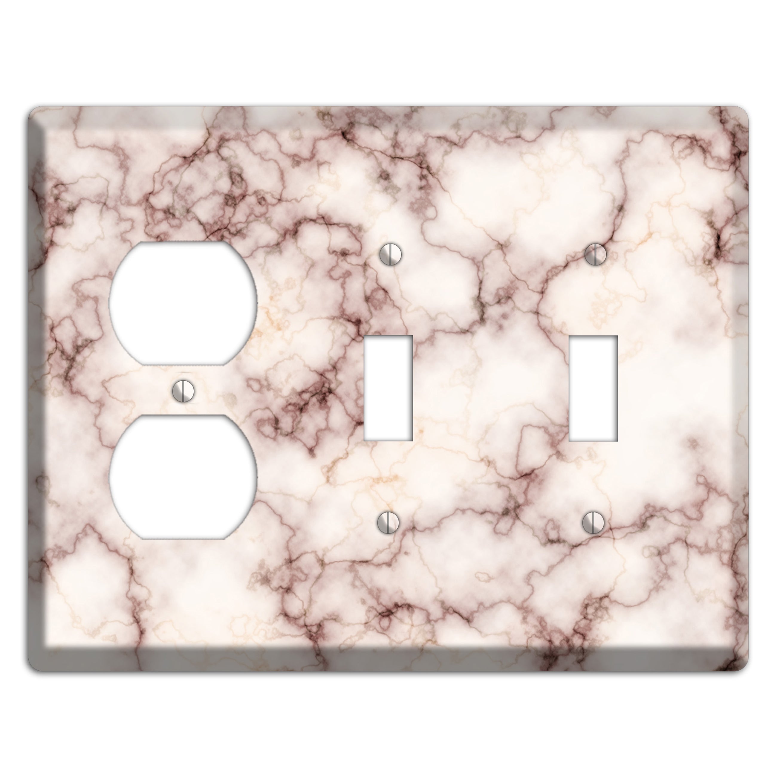 Burgundy Stained Marble Duplex / 2 Toggle Wallplate