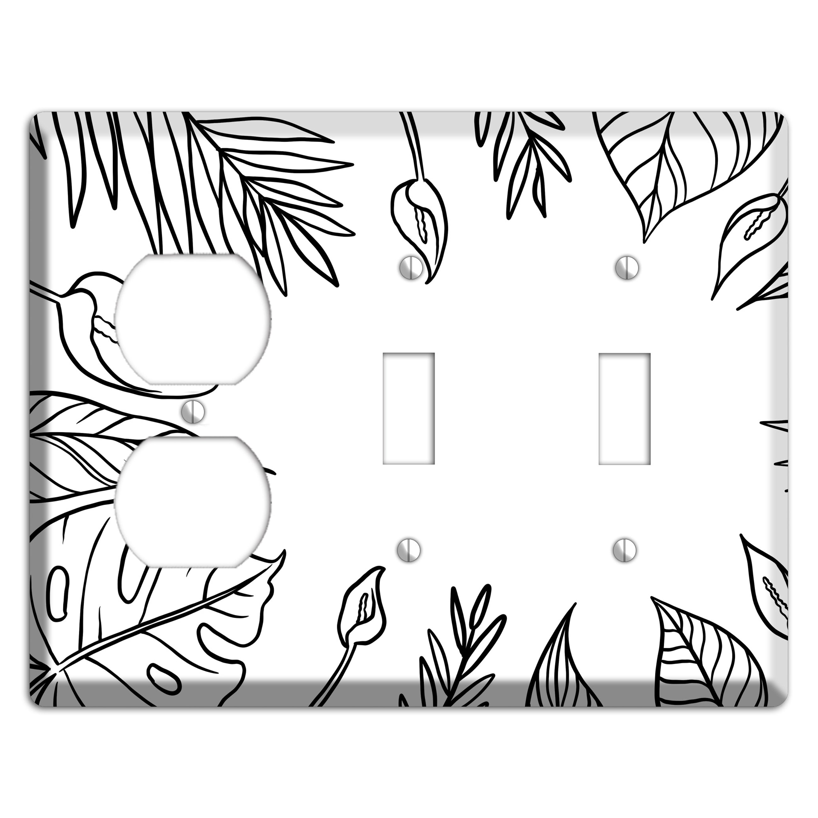 Hand-Drawn Leaves 1 Duplex / 2 Toggle Wallplate