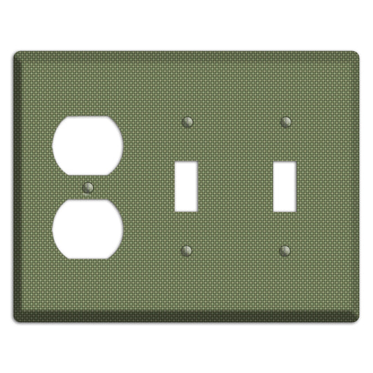 Multi Green Tiny Checkered Circles Duplex / 2 Toggle Wallplate