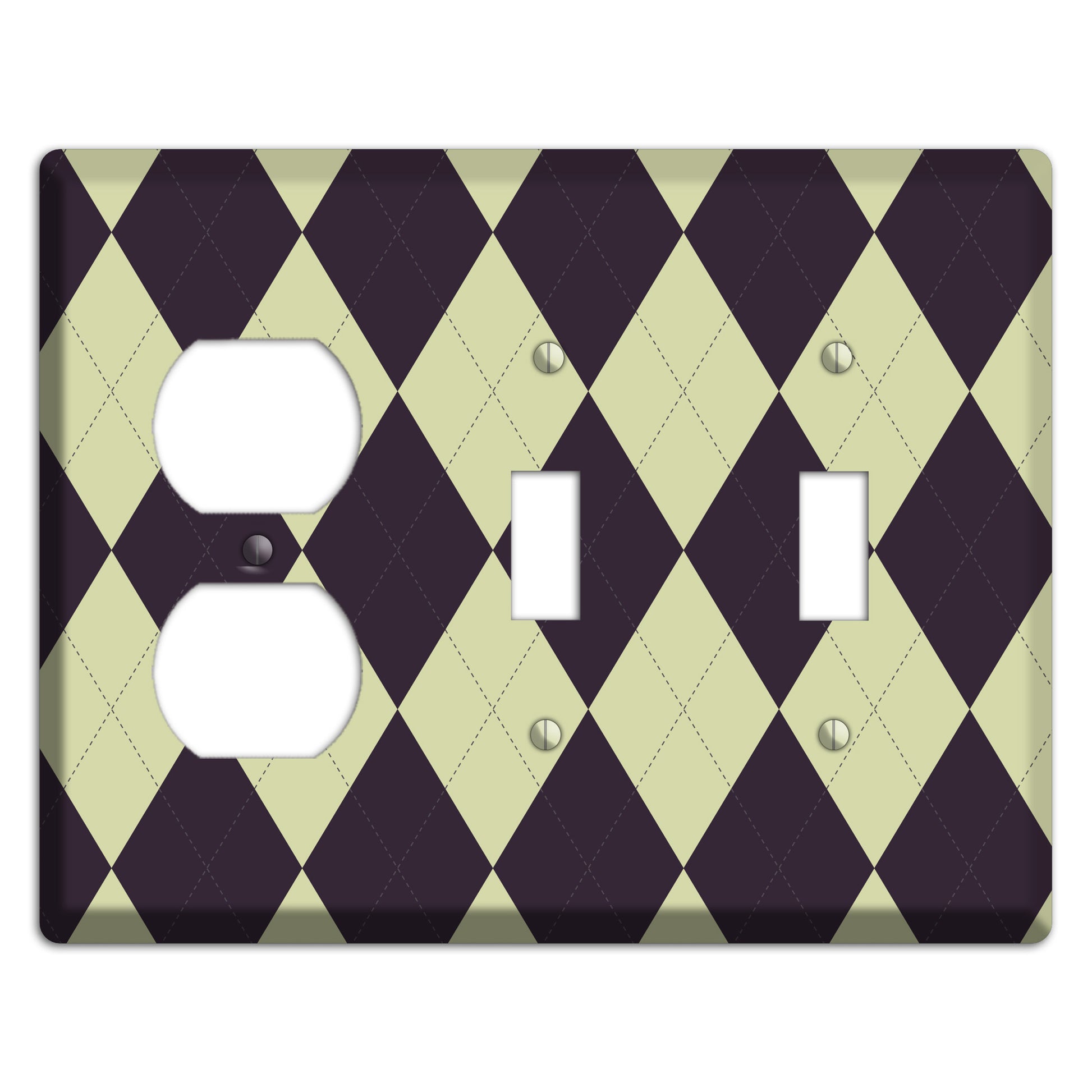 Beige Argyle Duplex / 2 Toggle Wallplate